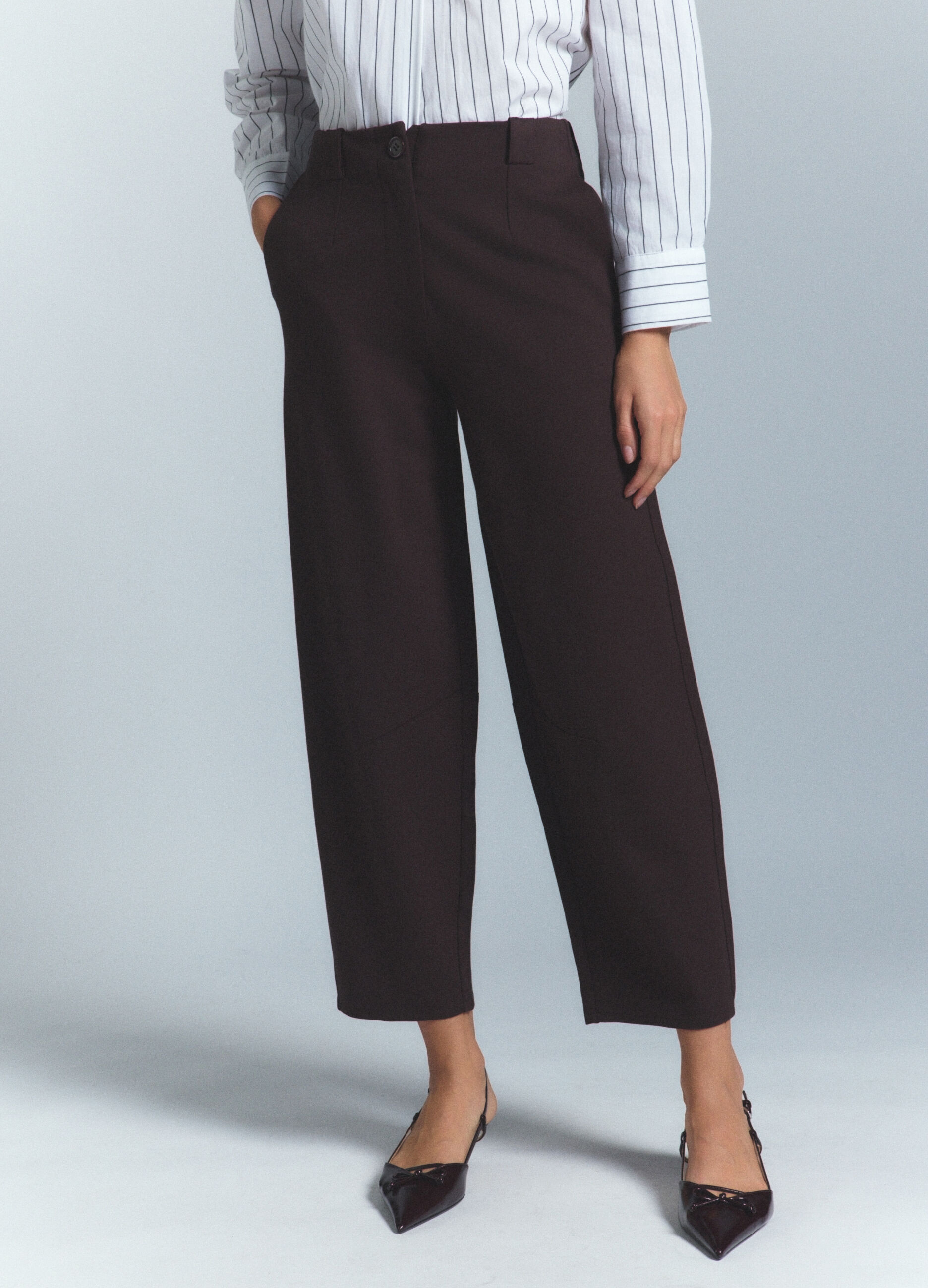Pantaloni Carrot Fit in Punto Milano di viscosa stretch donna_1