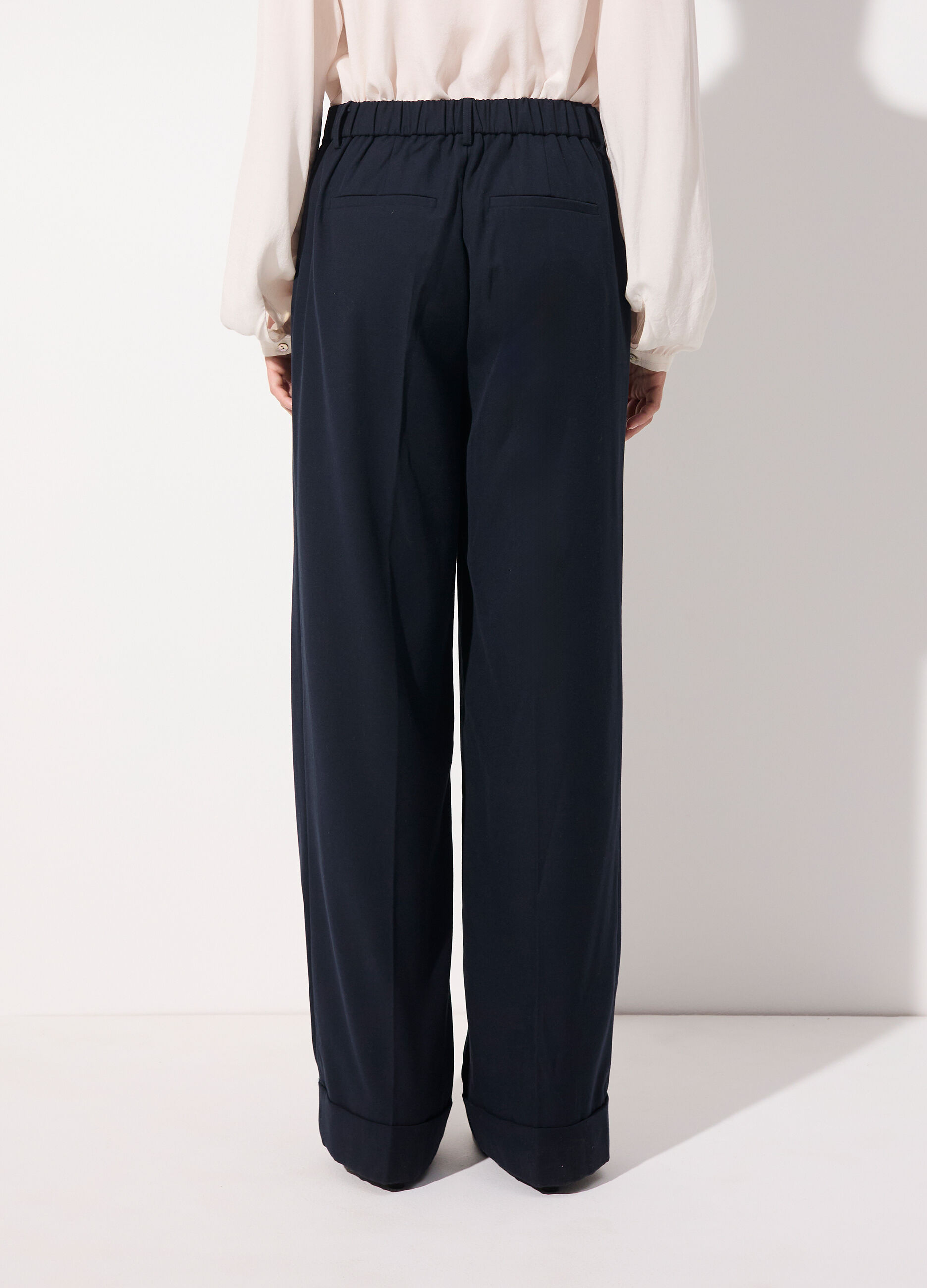 Pantalone palazzo in misto lana e viscosa donna_2