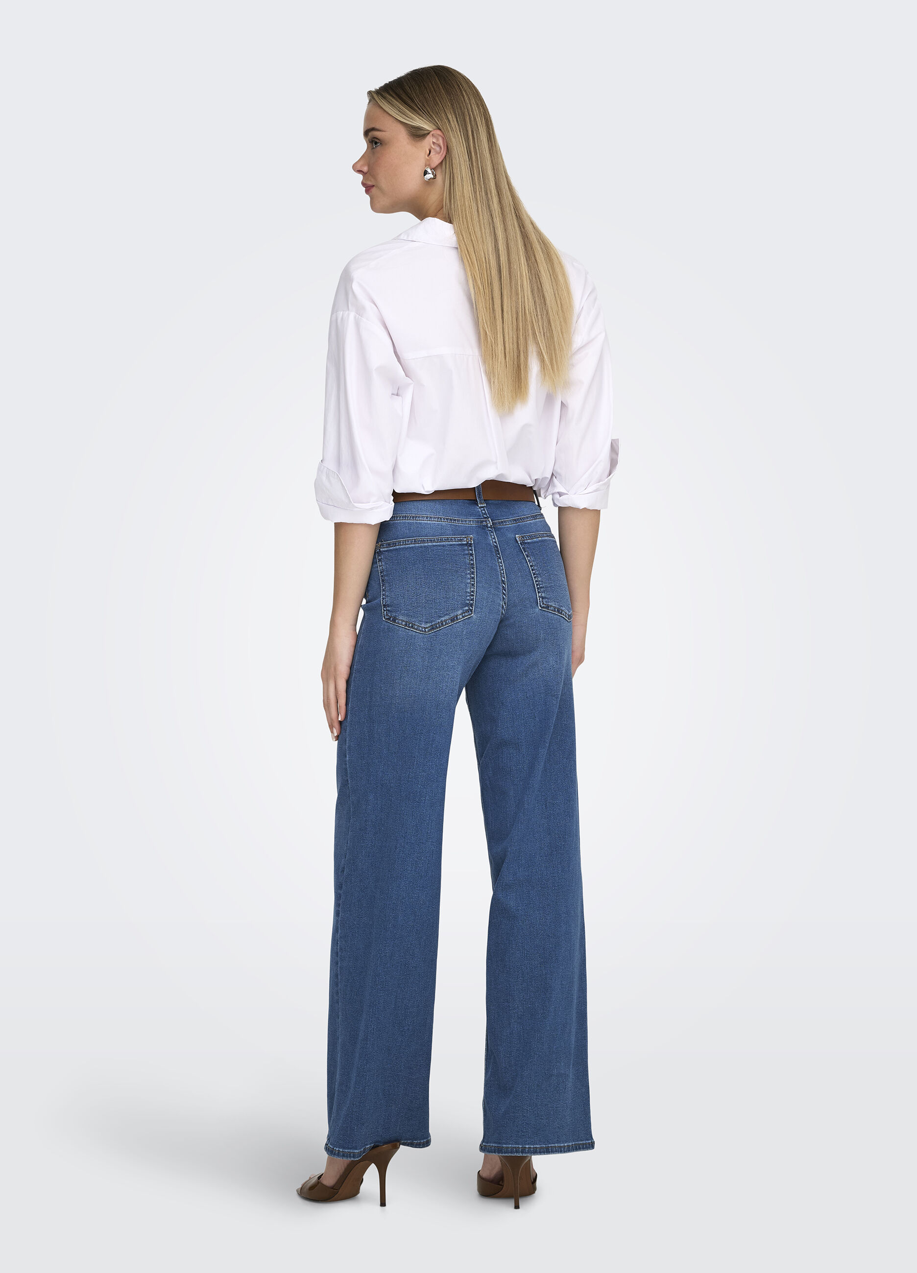 Pantaloni wide leg in denim donna_1