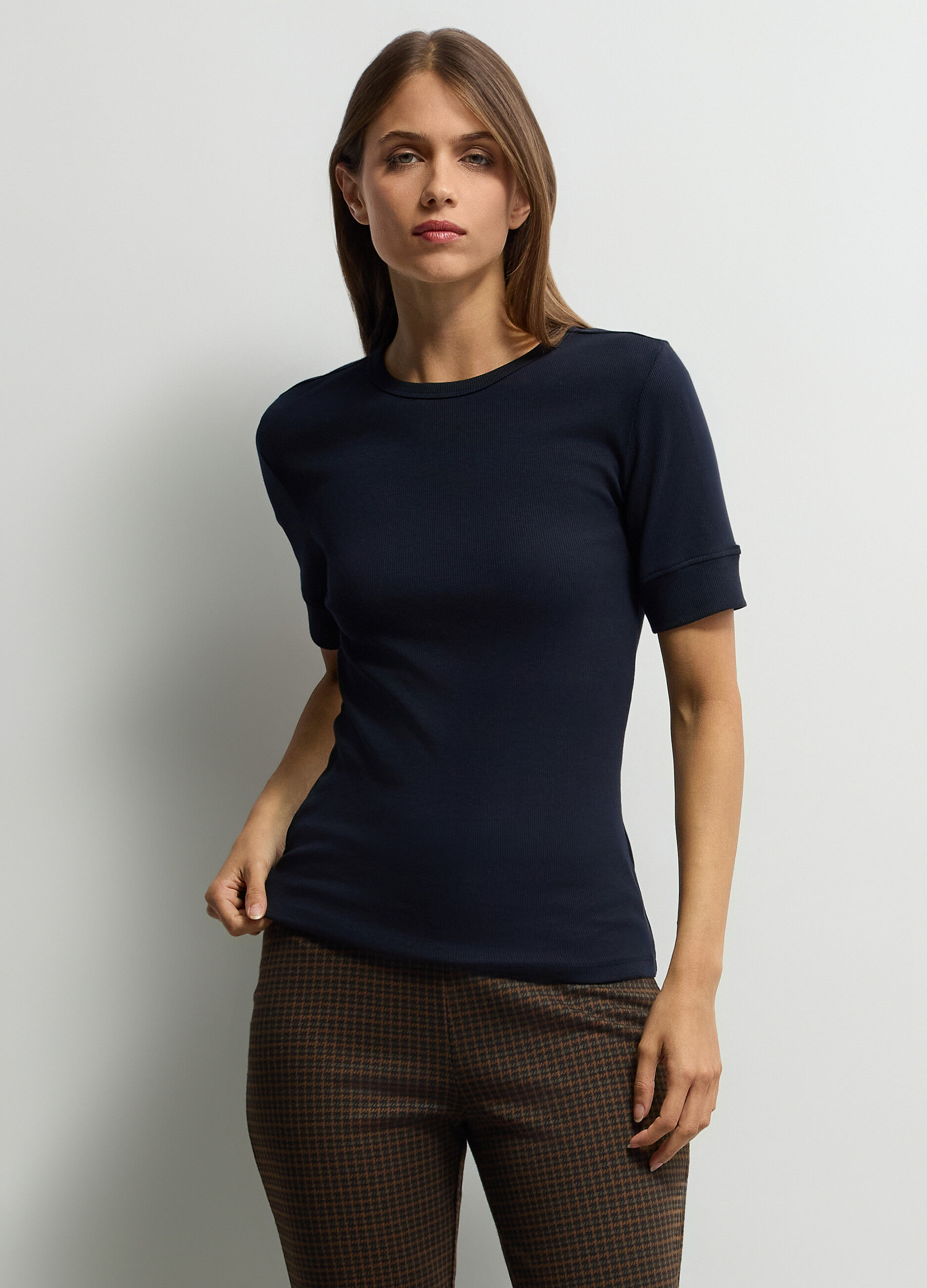 T-shirt Fitted girocollo stretch donna_0
