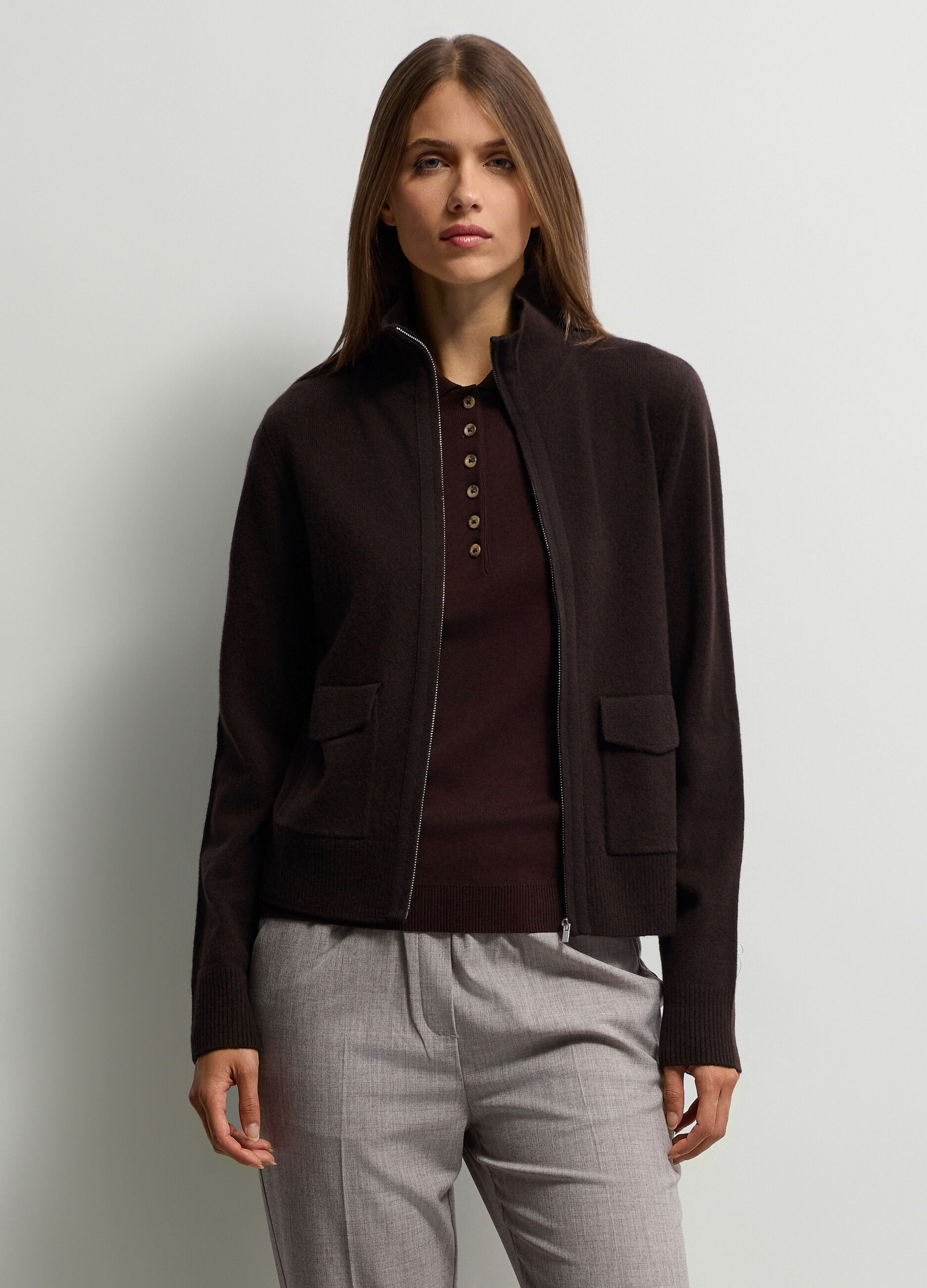 Cardigan full zip misto cashmere dona_0