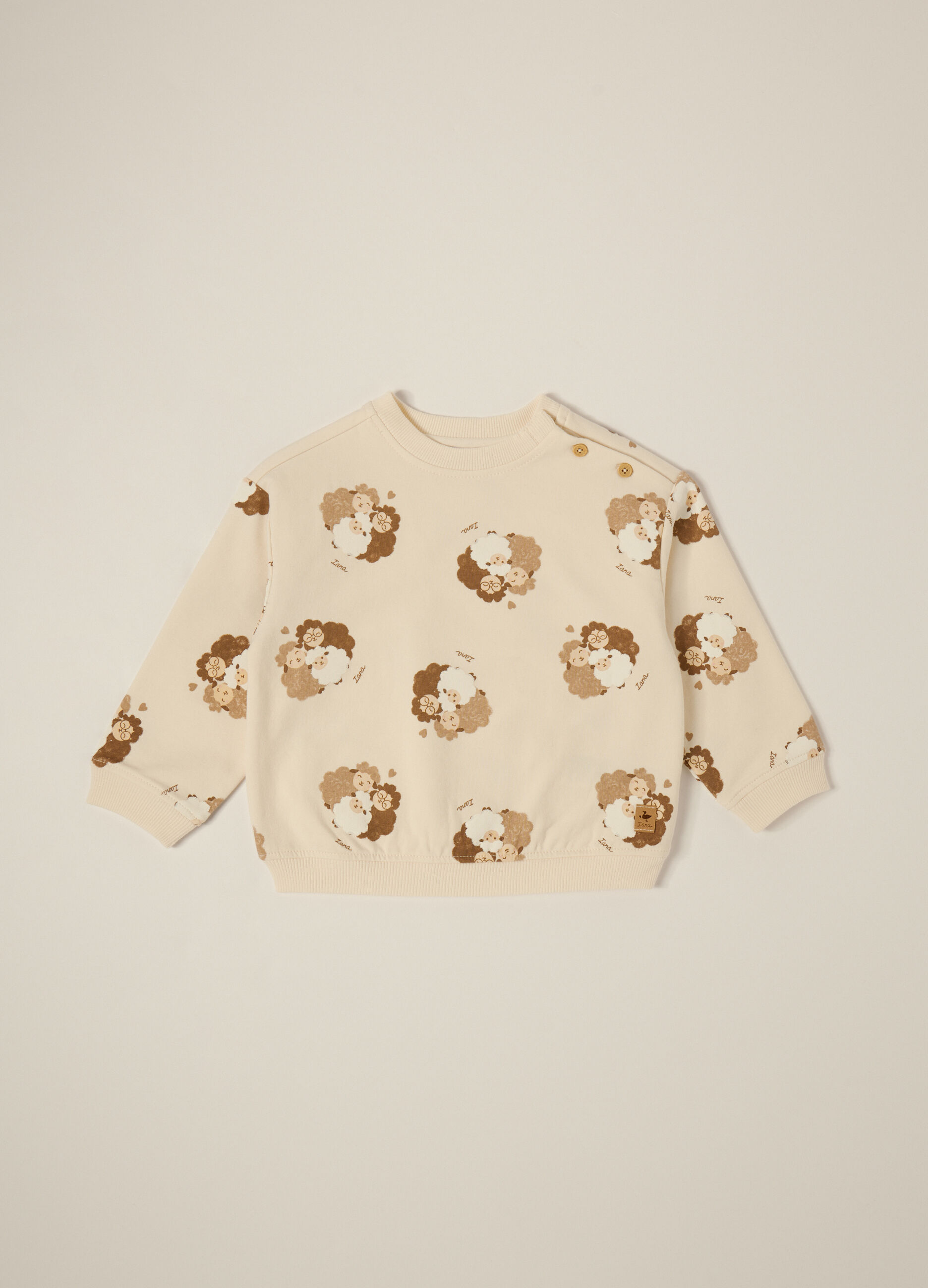 Felpa beige a girocollo per neonato_0