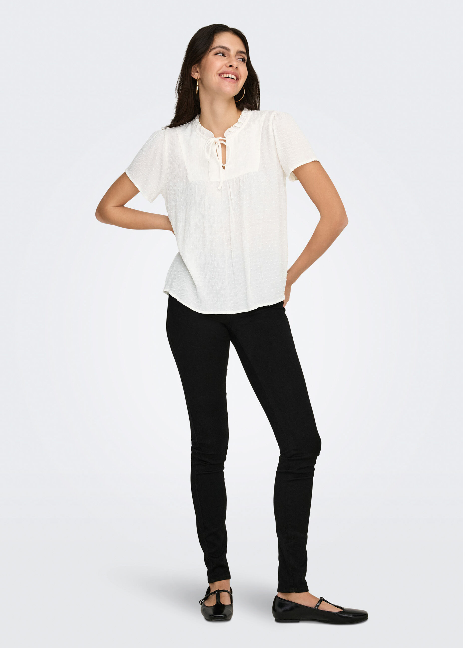 Blusa loose fit con scollo a V_2