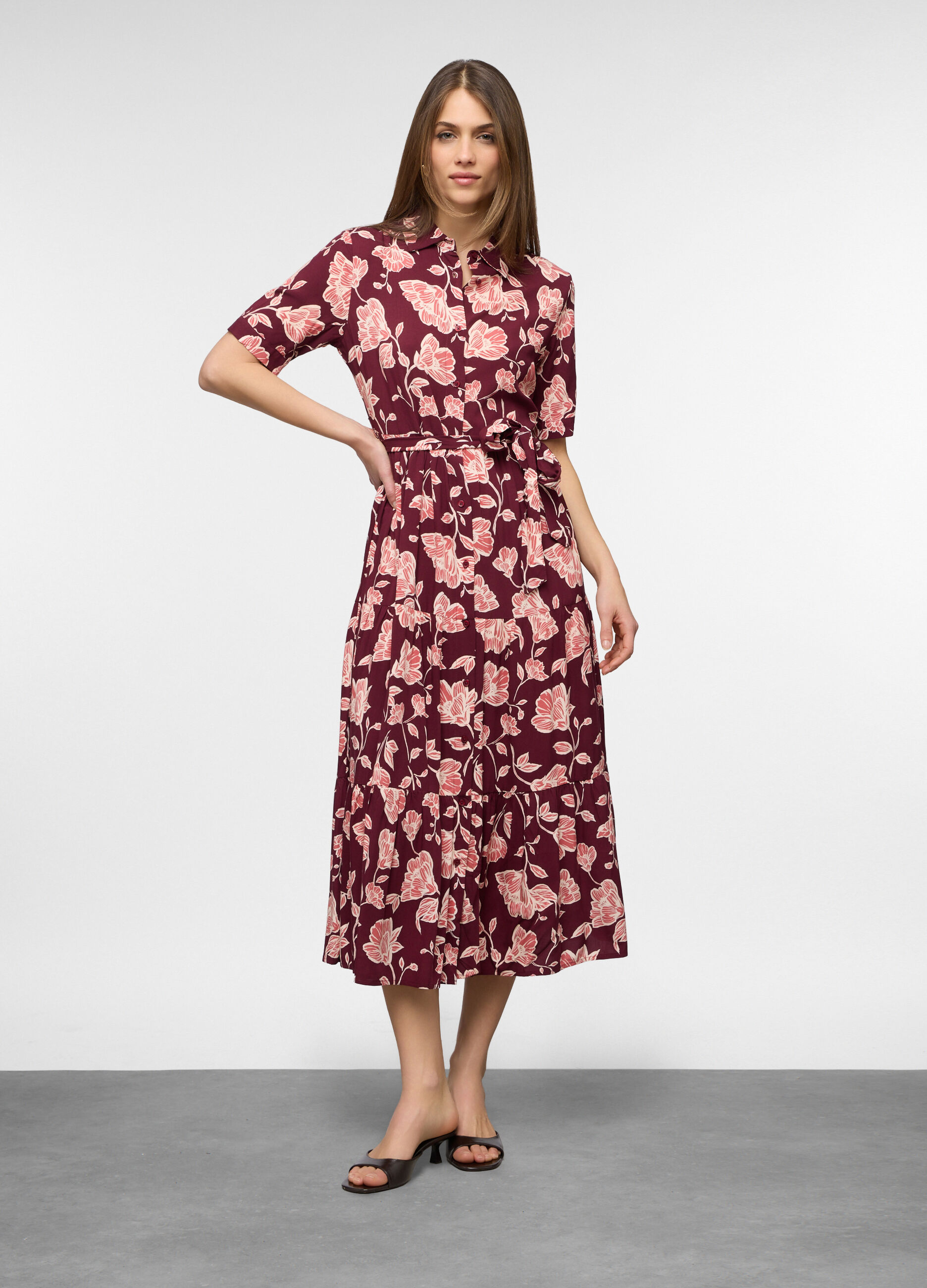 Abito lungo chemisier di pura viscosa donna_0