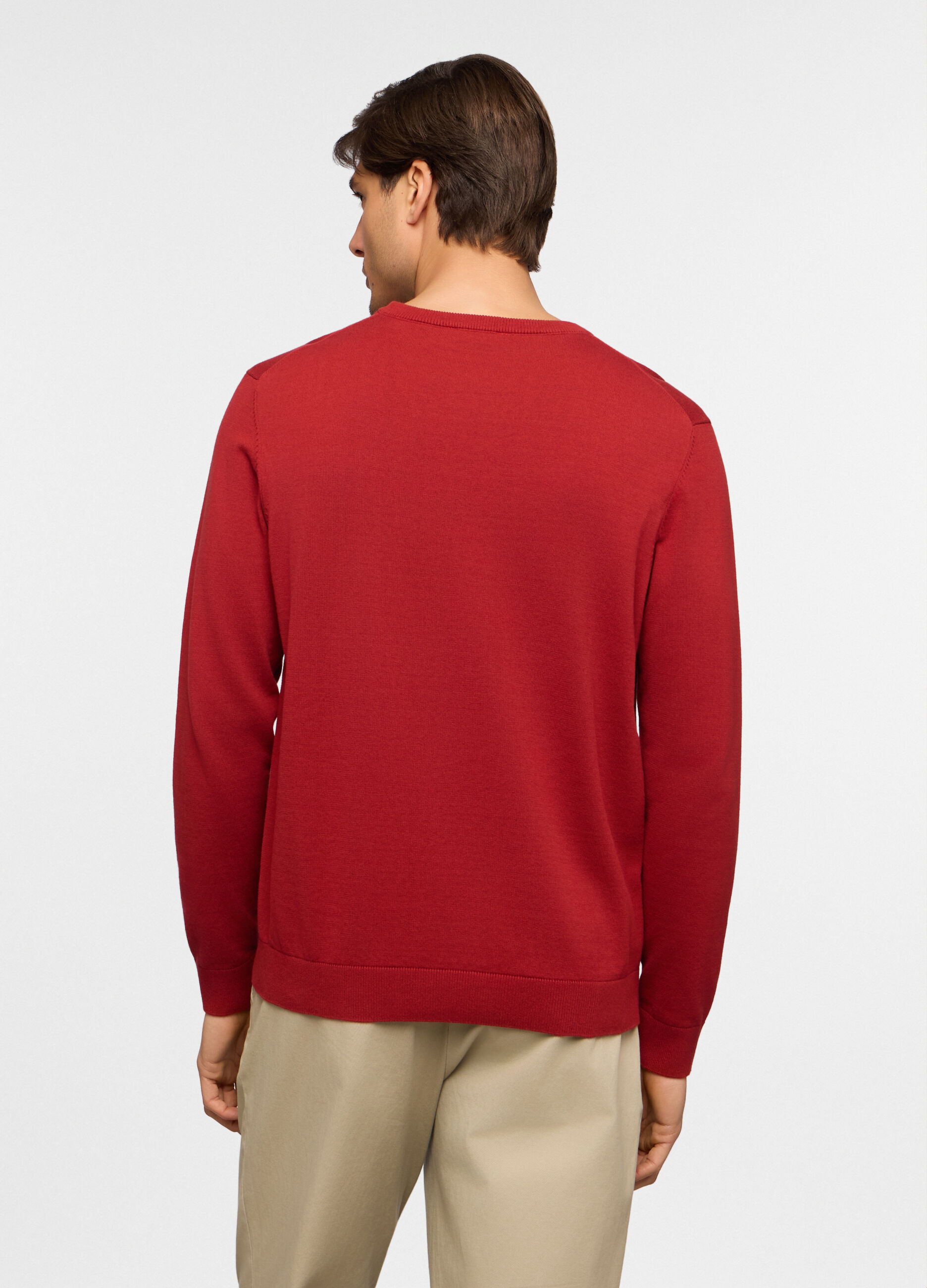 Maglione girocollo maglia rasata in cotone uomo_1