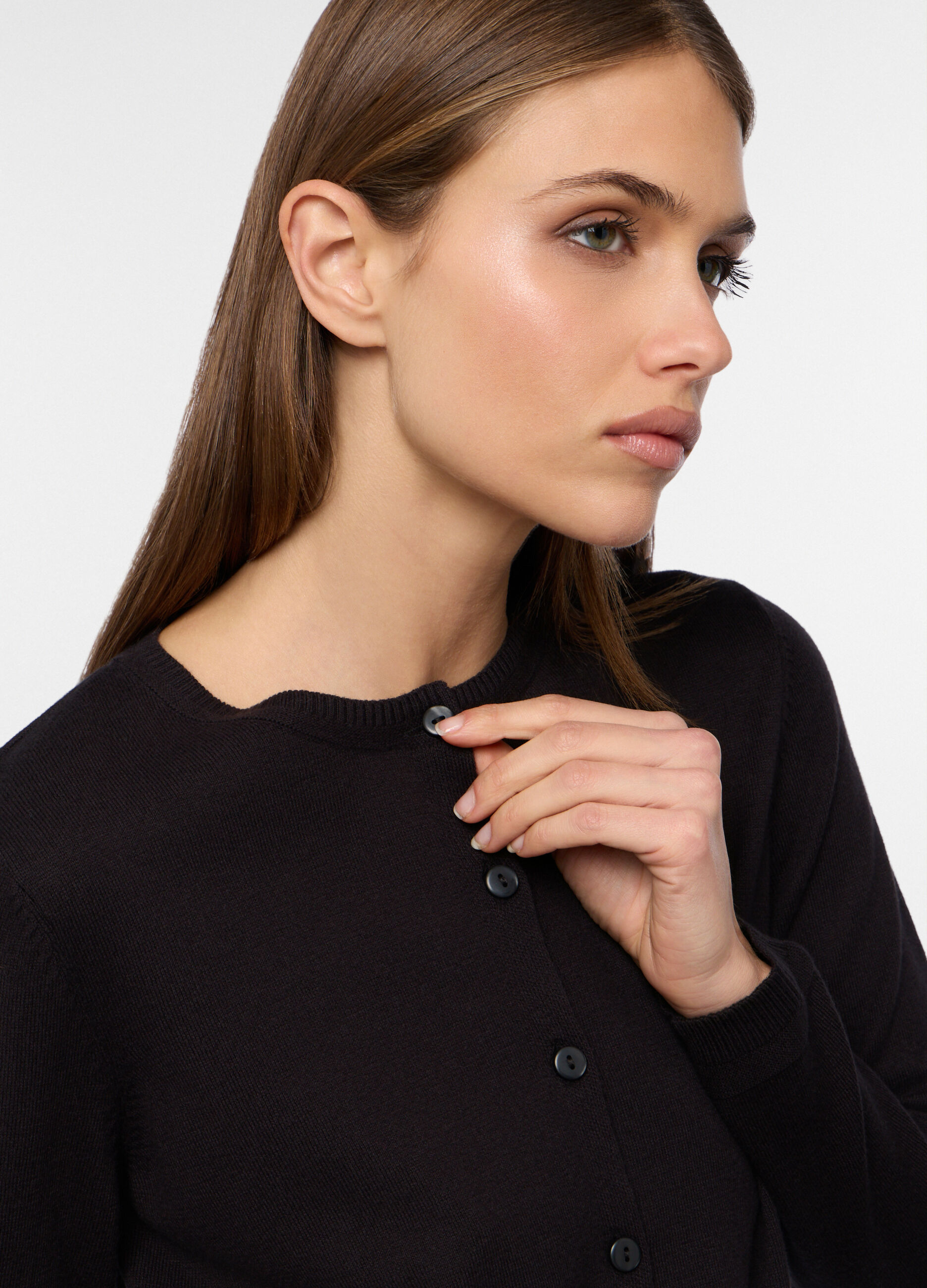 Cardigan girocollo rasato donna_2