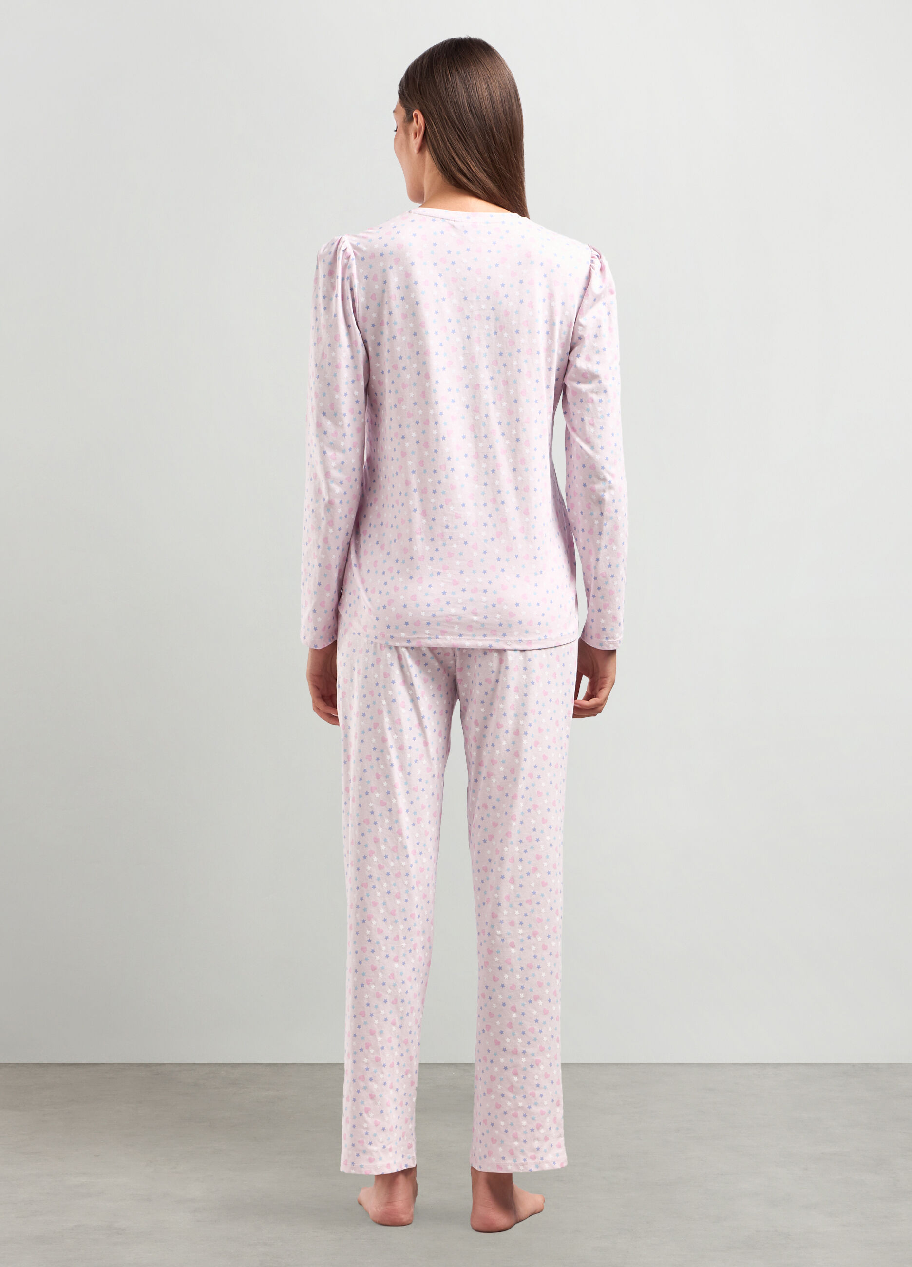 Set pigiama lungo in puro cotone donna_1