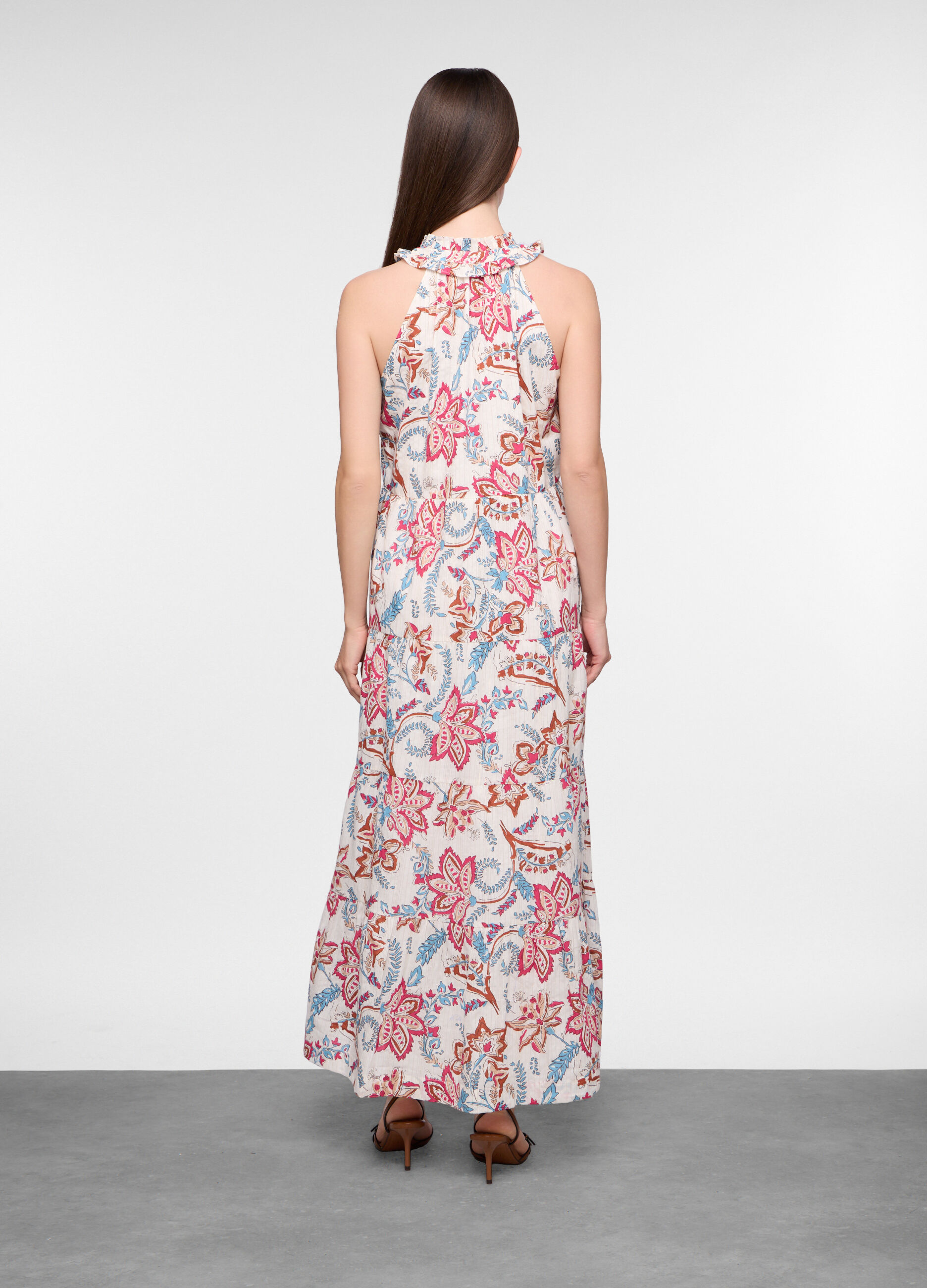 Abito lungo in cotone con filo lurex donna_1
