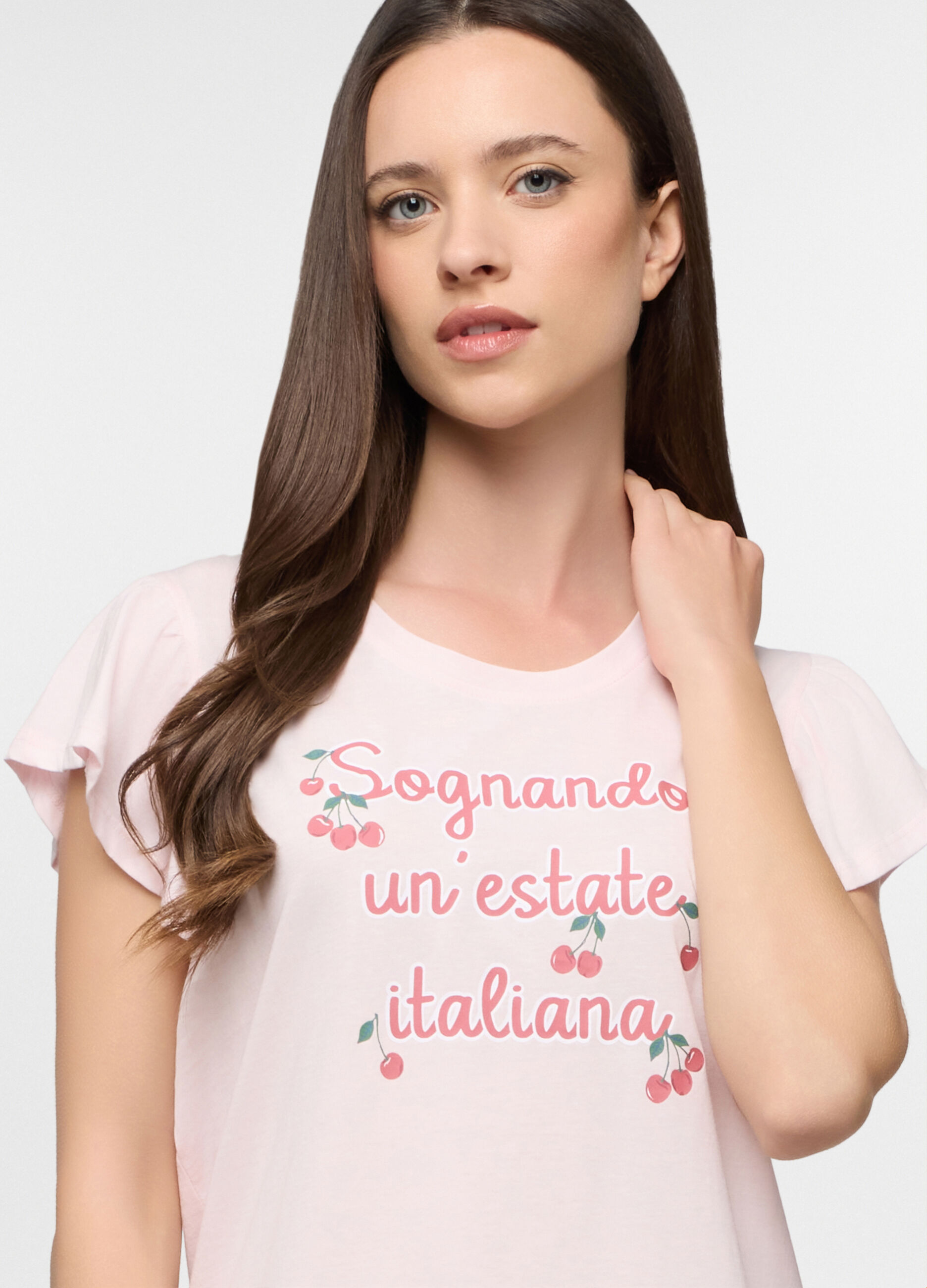 Set pigiama corto in jersey di puro cotone donna_2