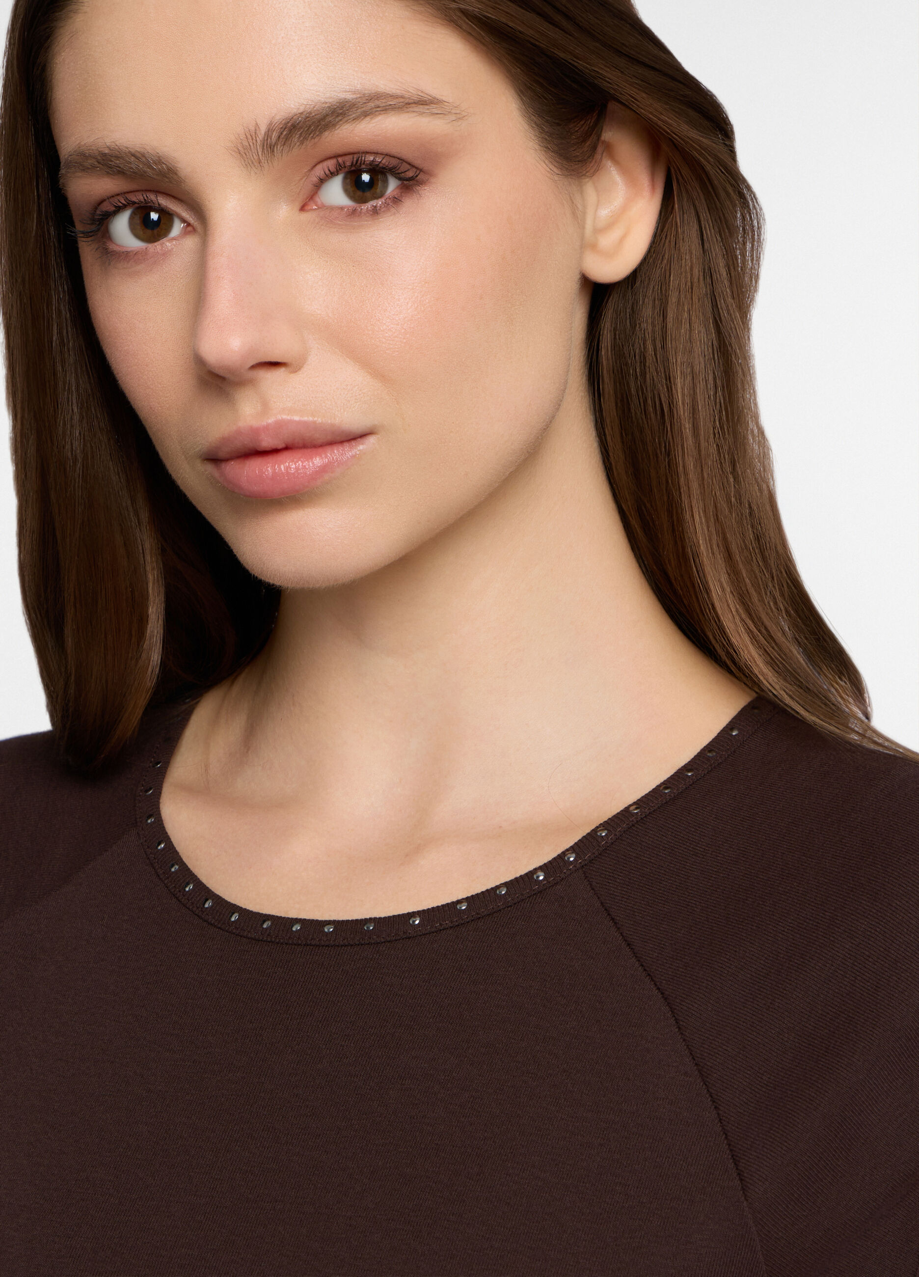 T-shirt girocollo in costina donna_2