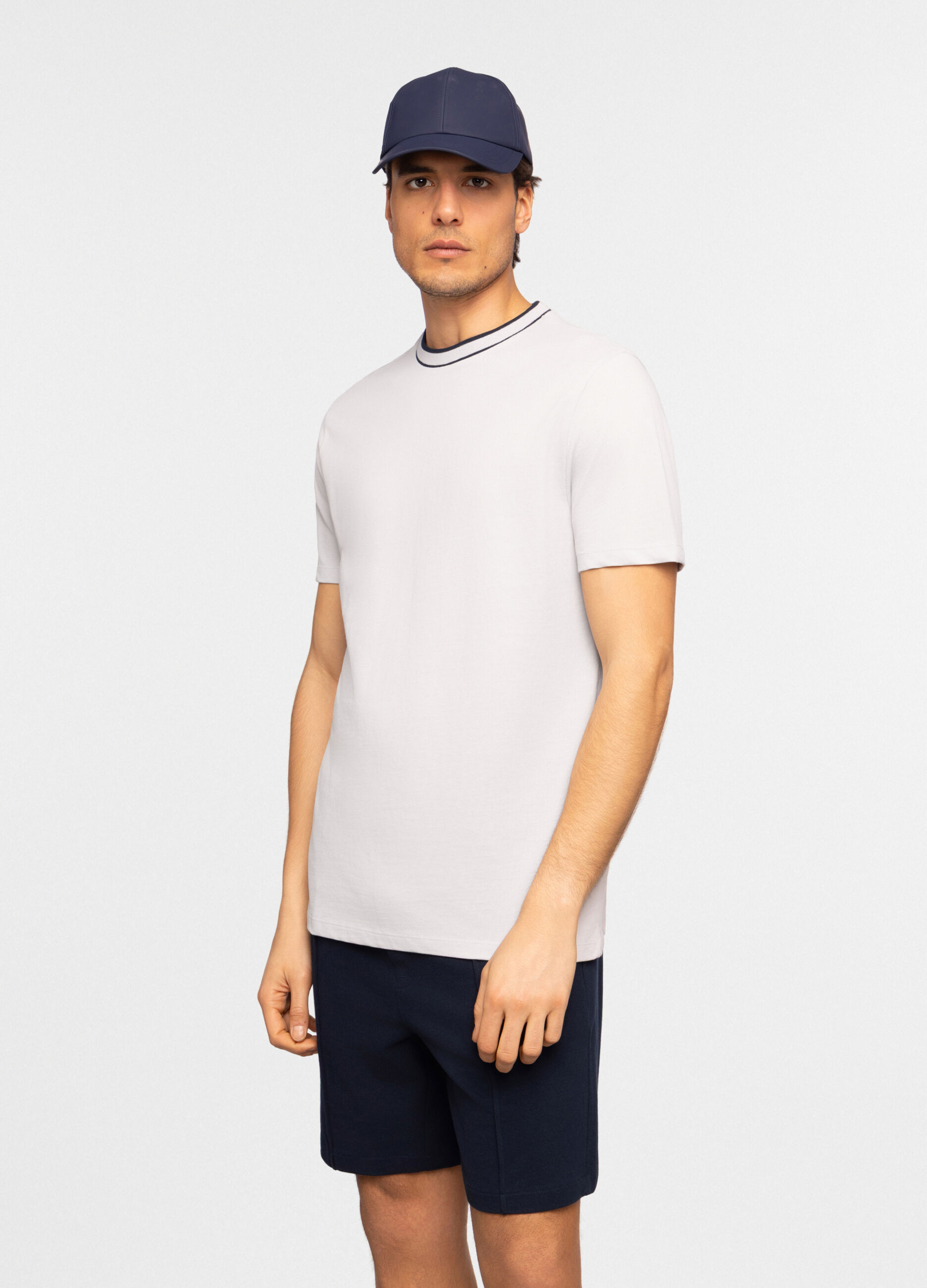T-shirt girocollo in piquet di cotone uomo_0