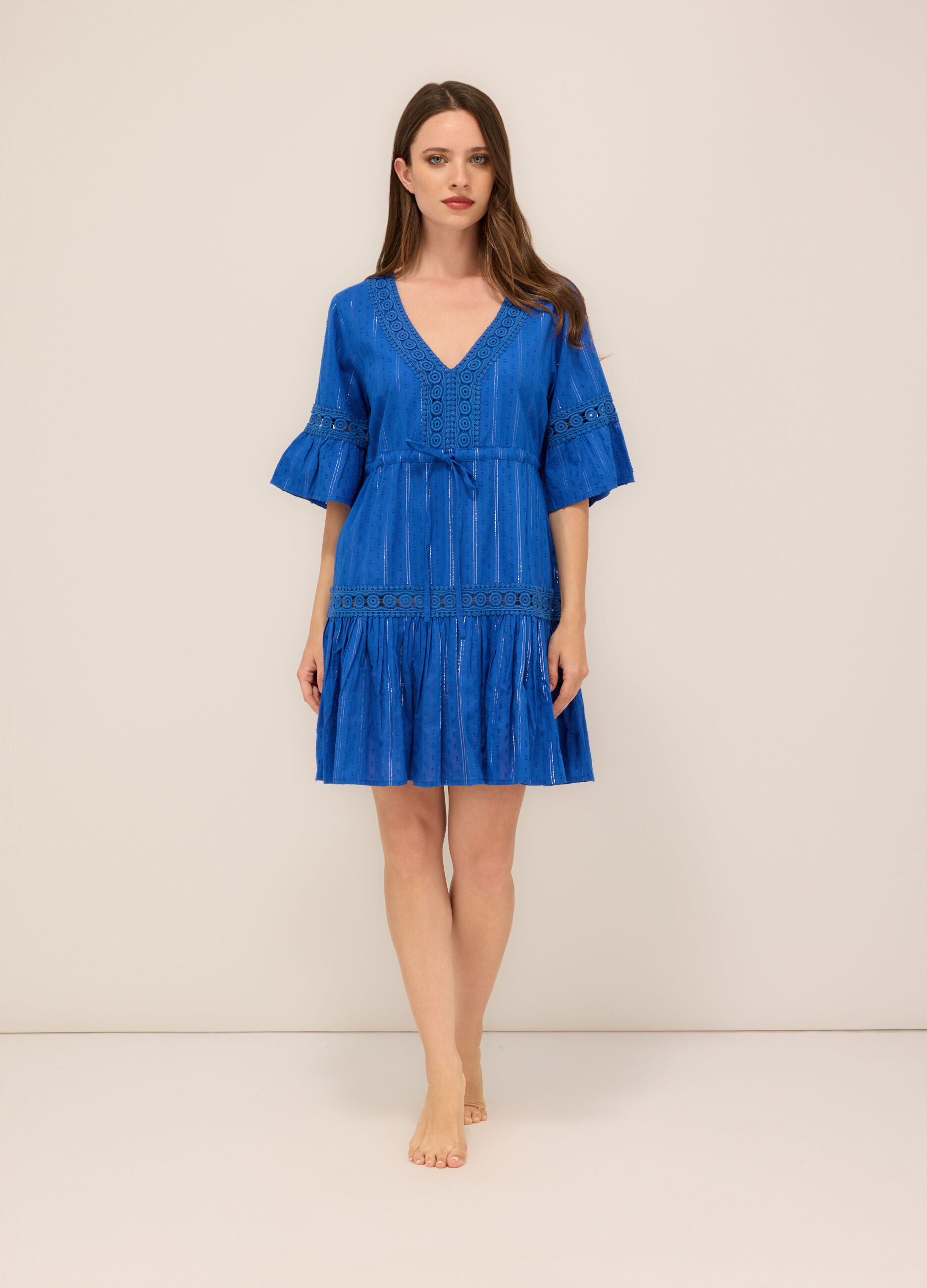 Copricostume in cotone con filo lurex donna