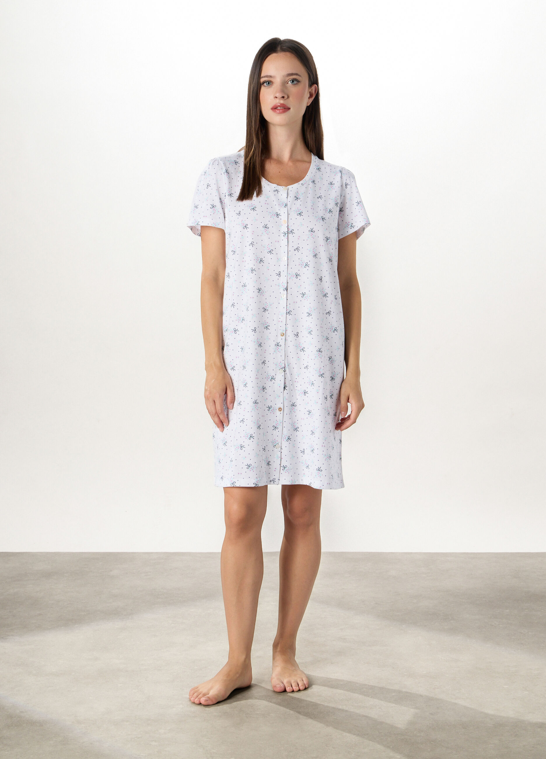 Camicia da notte in jersey di puro cotone donna_0