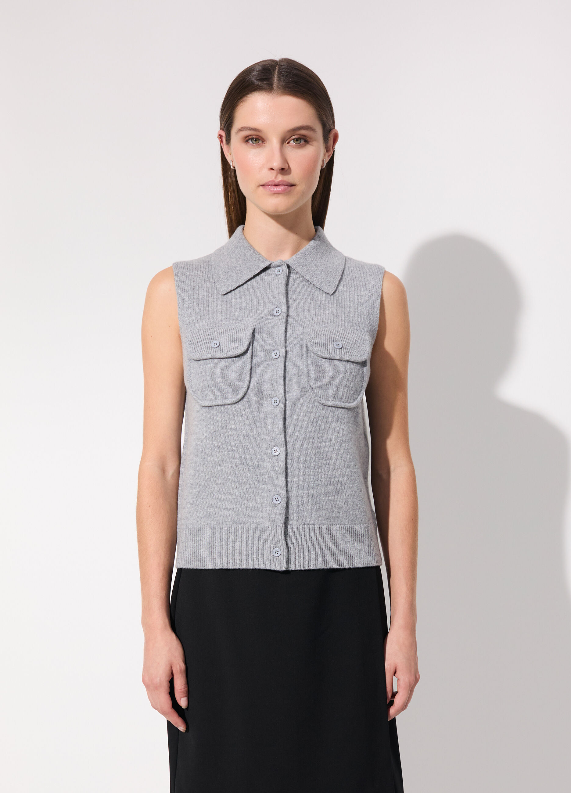 Gilet tricot in pura lana donna_1