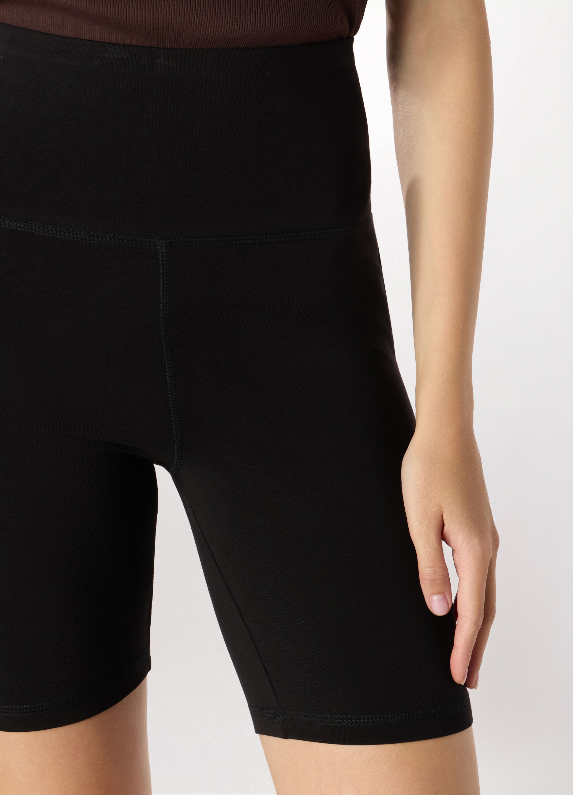 Leggings corti in jersey di cotone stretch donna Holistic fitness_2