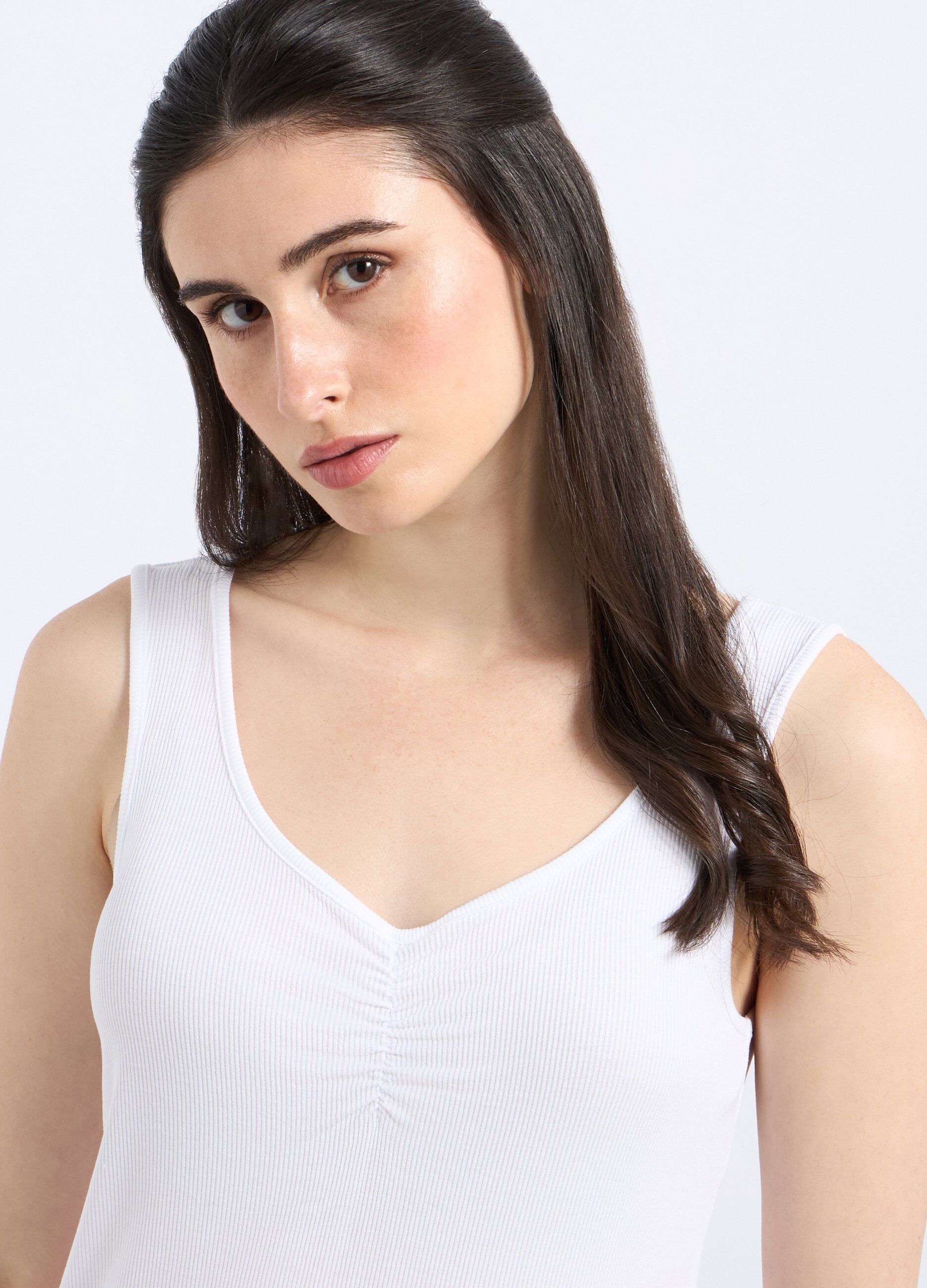 Canotta in costina di viscosa stretch donna_2