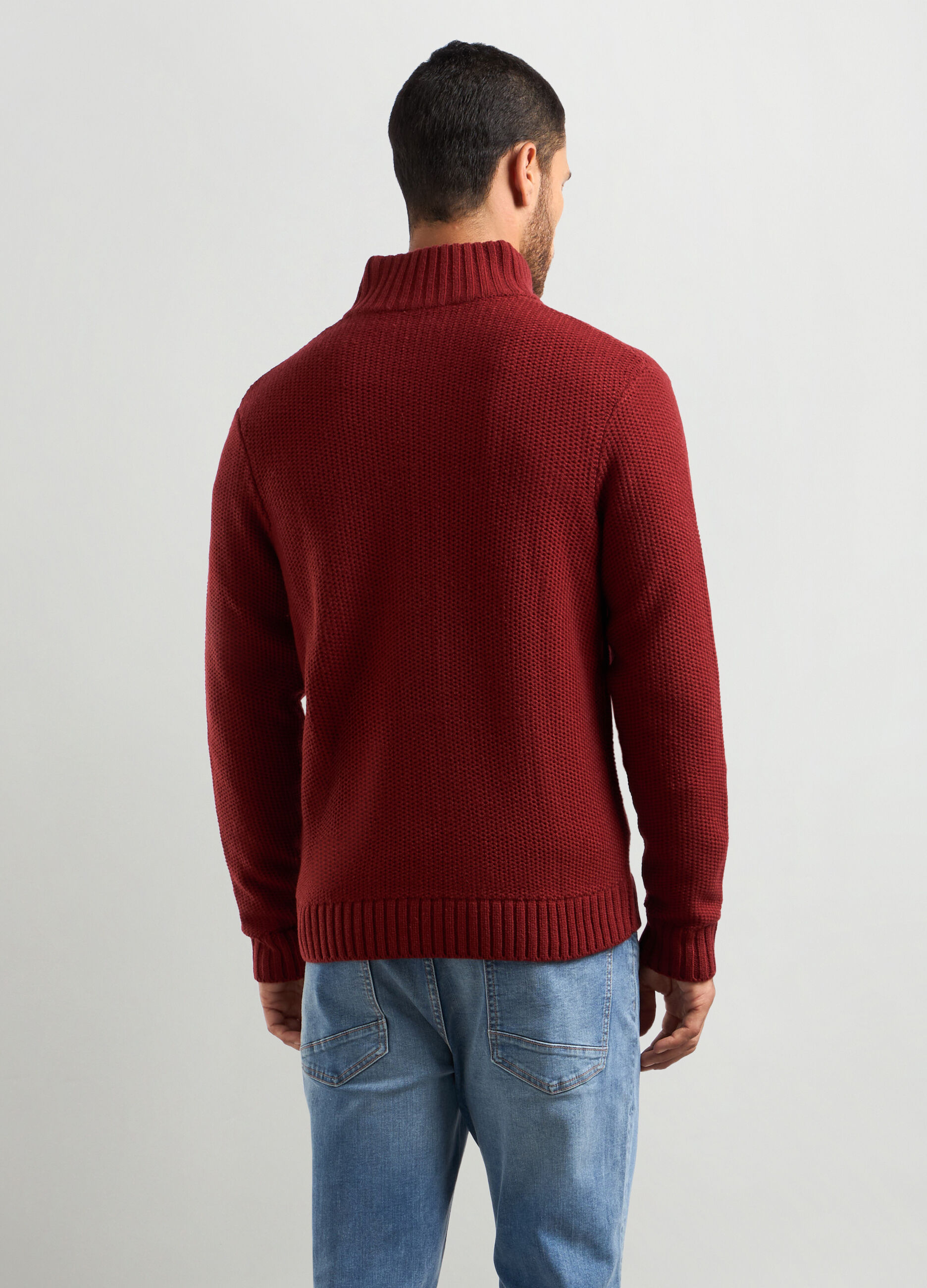 Cardigan collo alto in maglia rasata a rovescio uomo_1