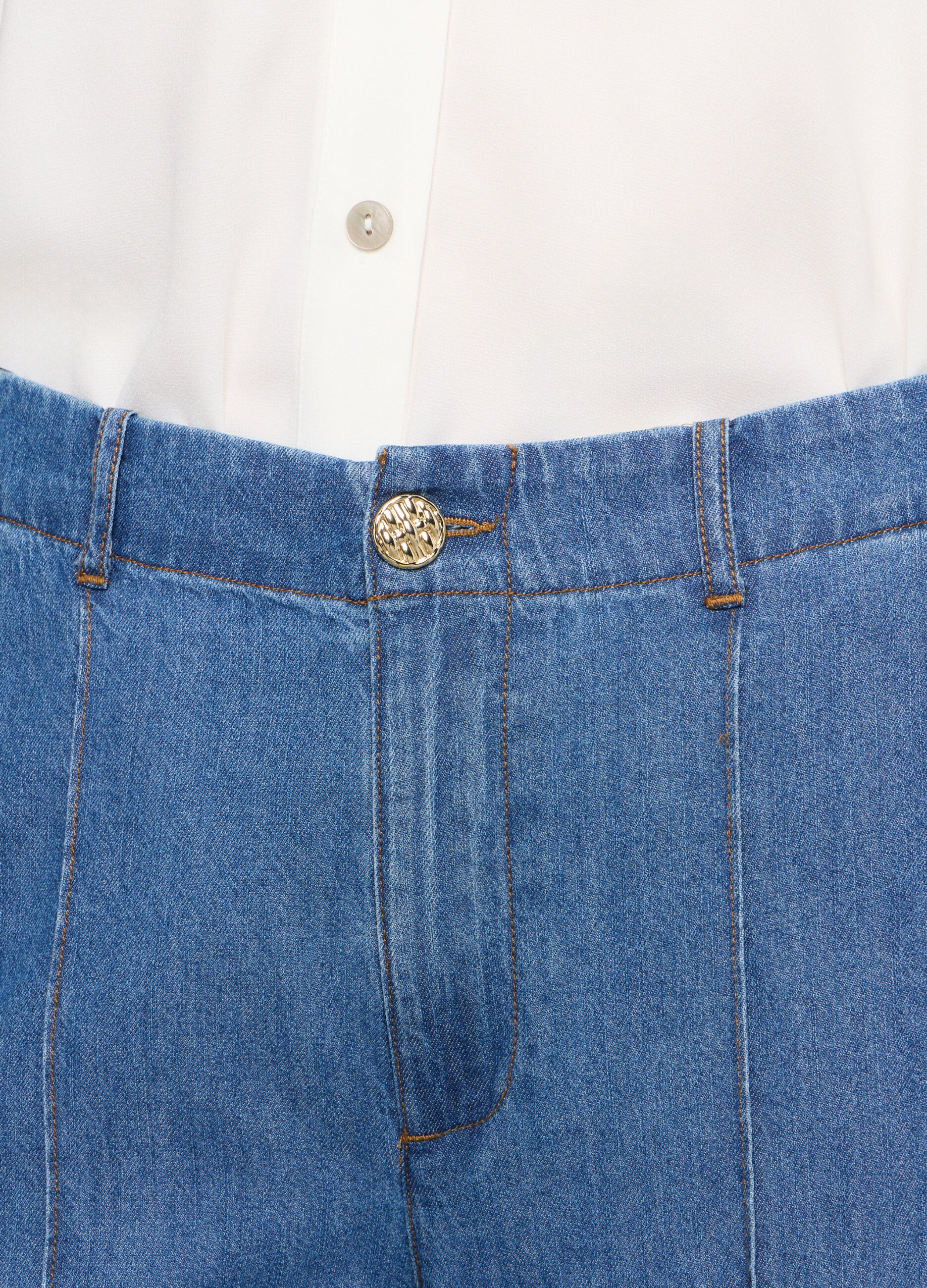 Pantaloni straight fit in denim donna_2