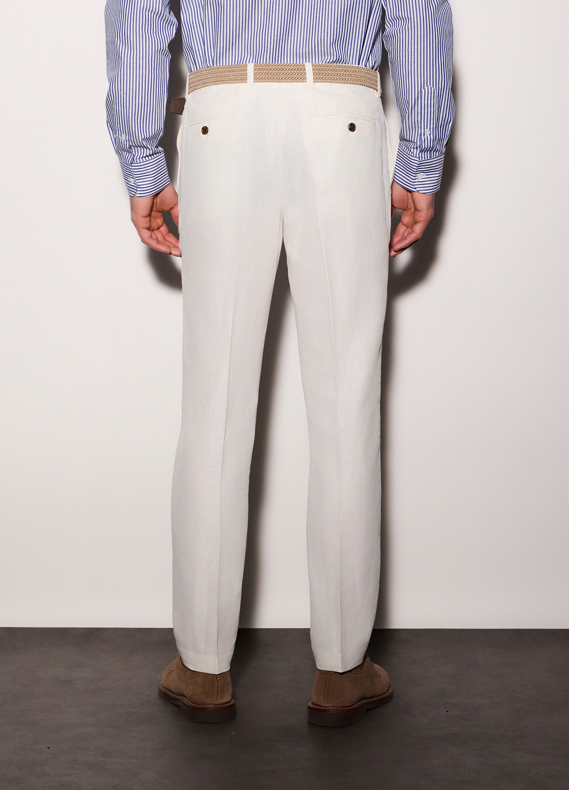 Pantaloni chino in cotone e lino uomo_1