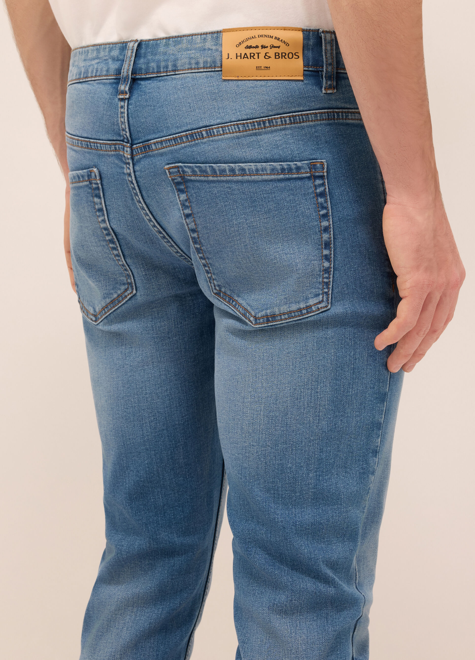 Jeans 5 tasche slim fit in denim di cotone stretch_3