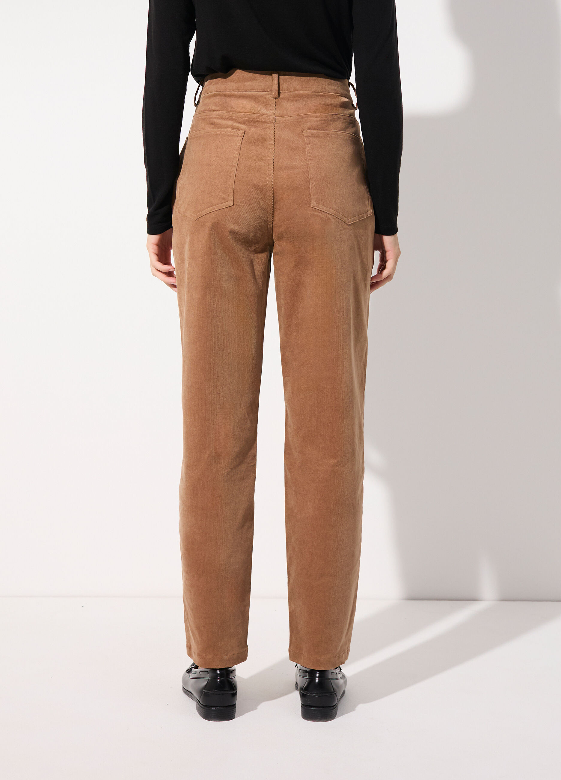 Pantalone dritto in costina di velluto stretch donna_2