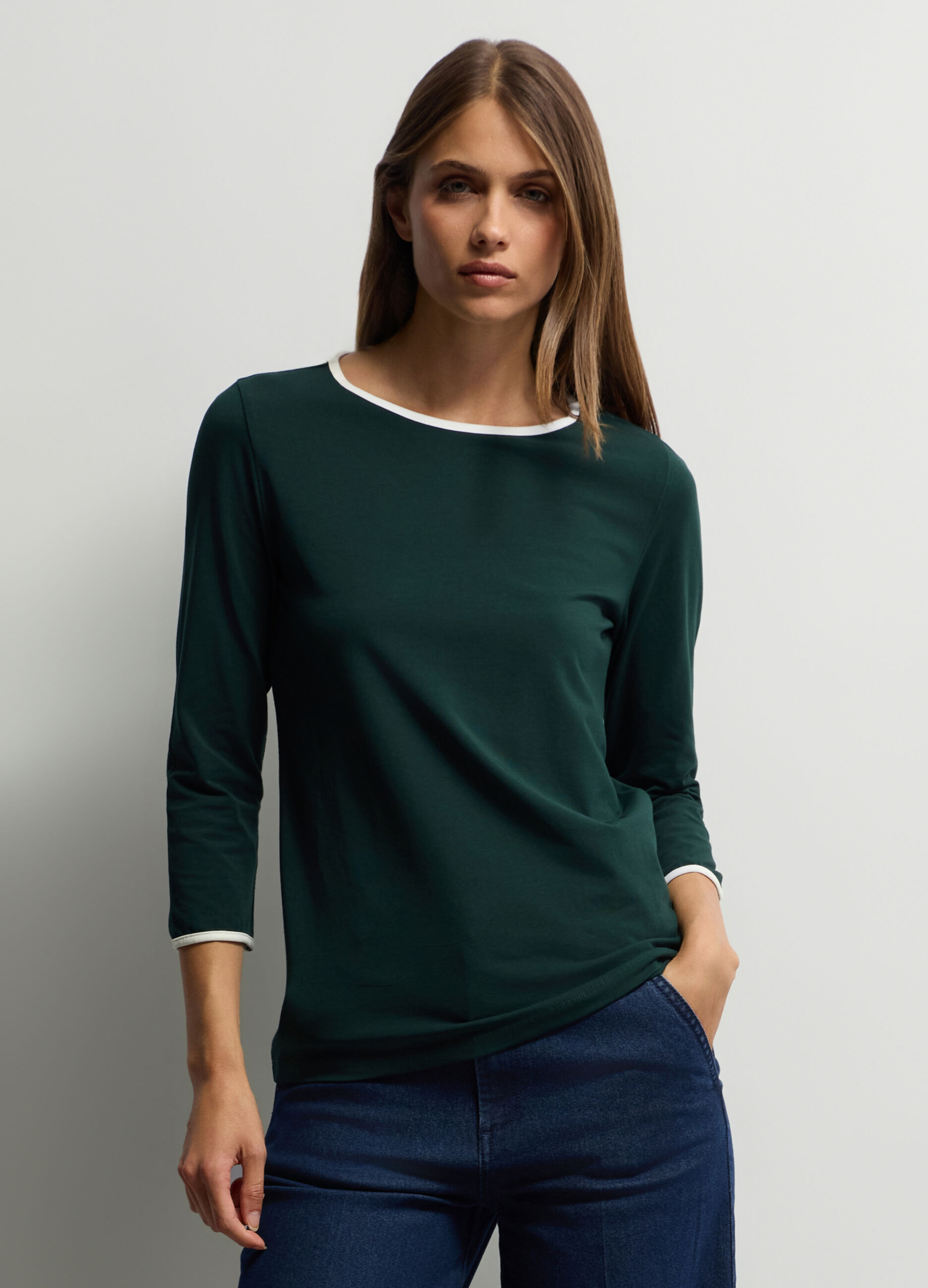 T-shirt girocollo stretch donna_0