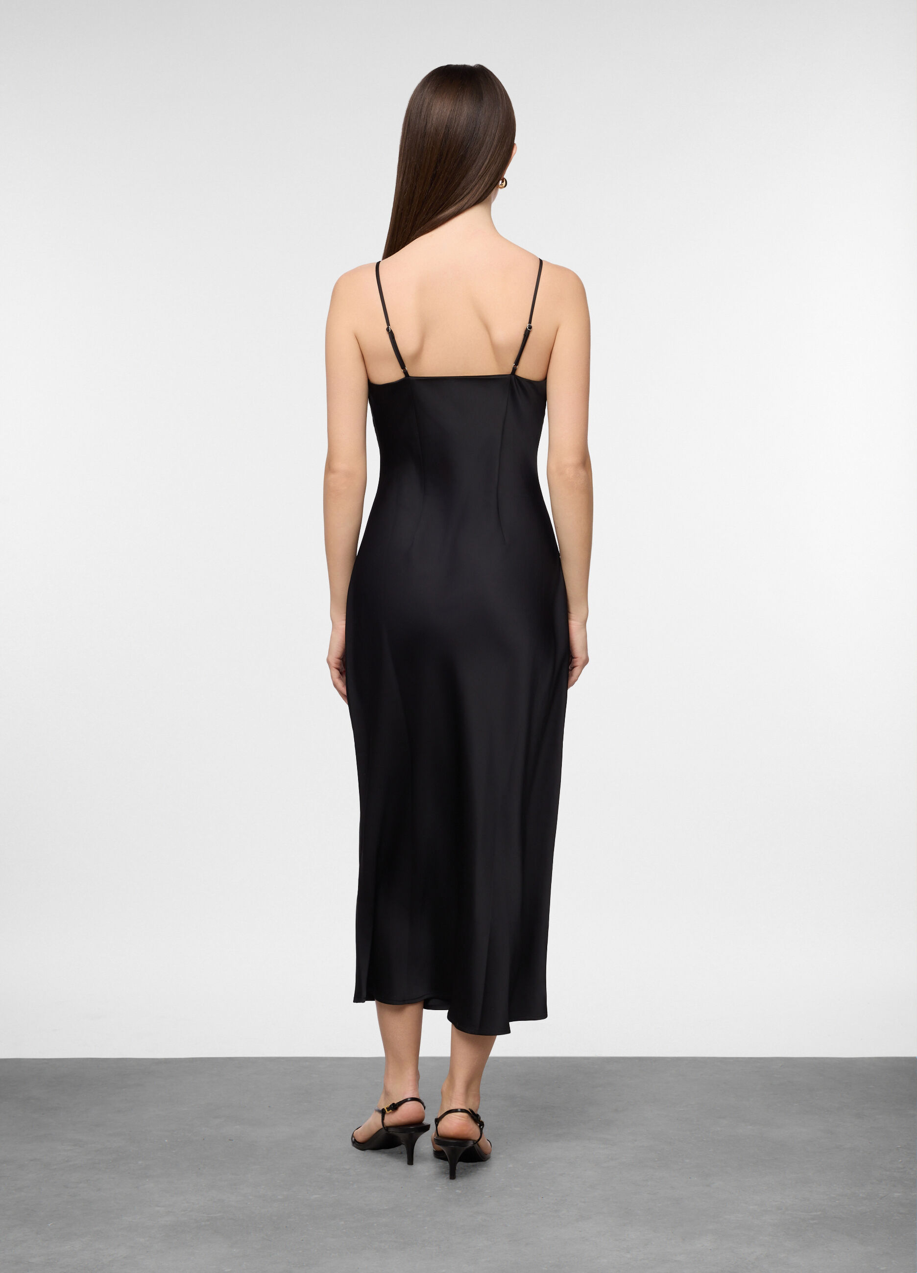 Abito lungo fitted in raso donna_1