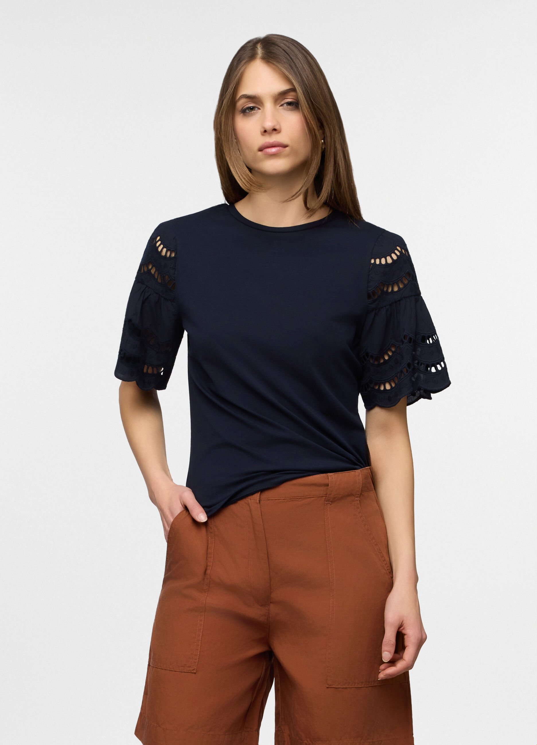 T-shirt girocollo stretch donna_0