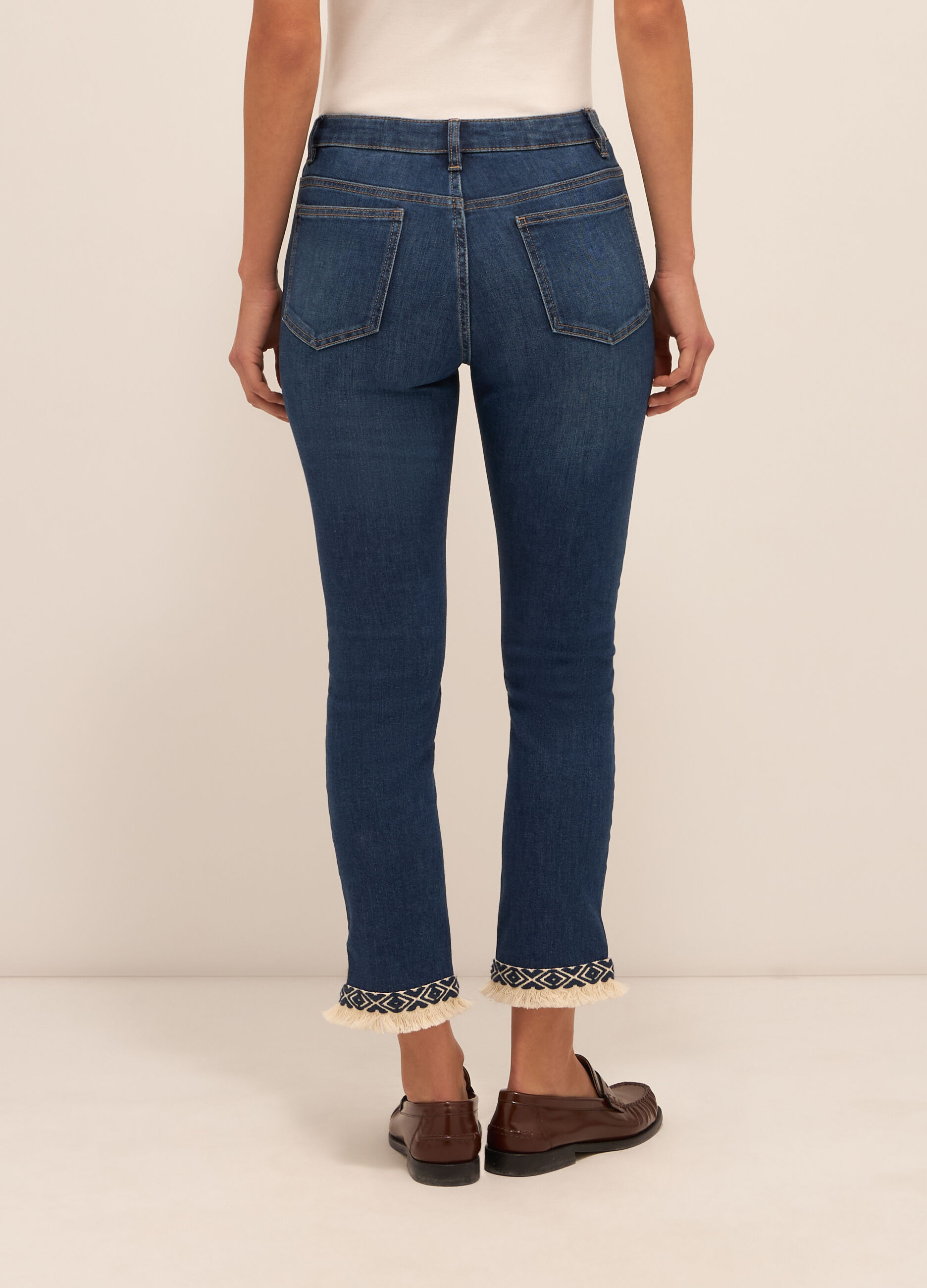 Pantaloni in denim di misto cotone donna_1