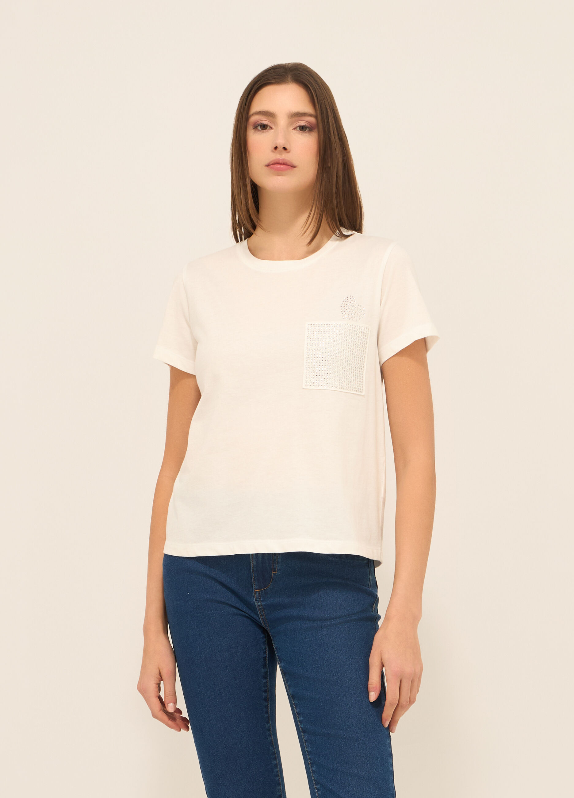 T-shirt in jersey di puro cotone donna_0