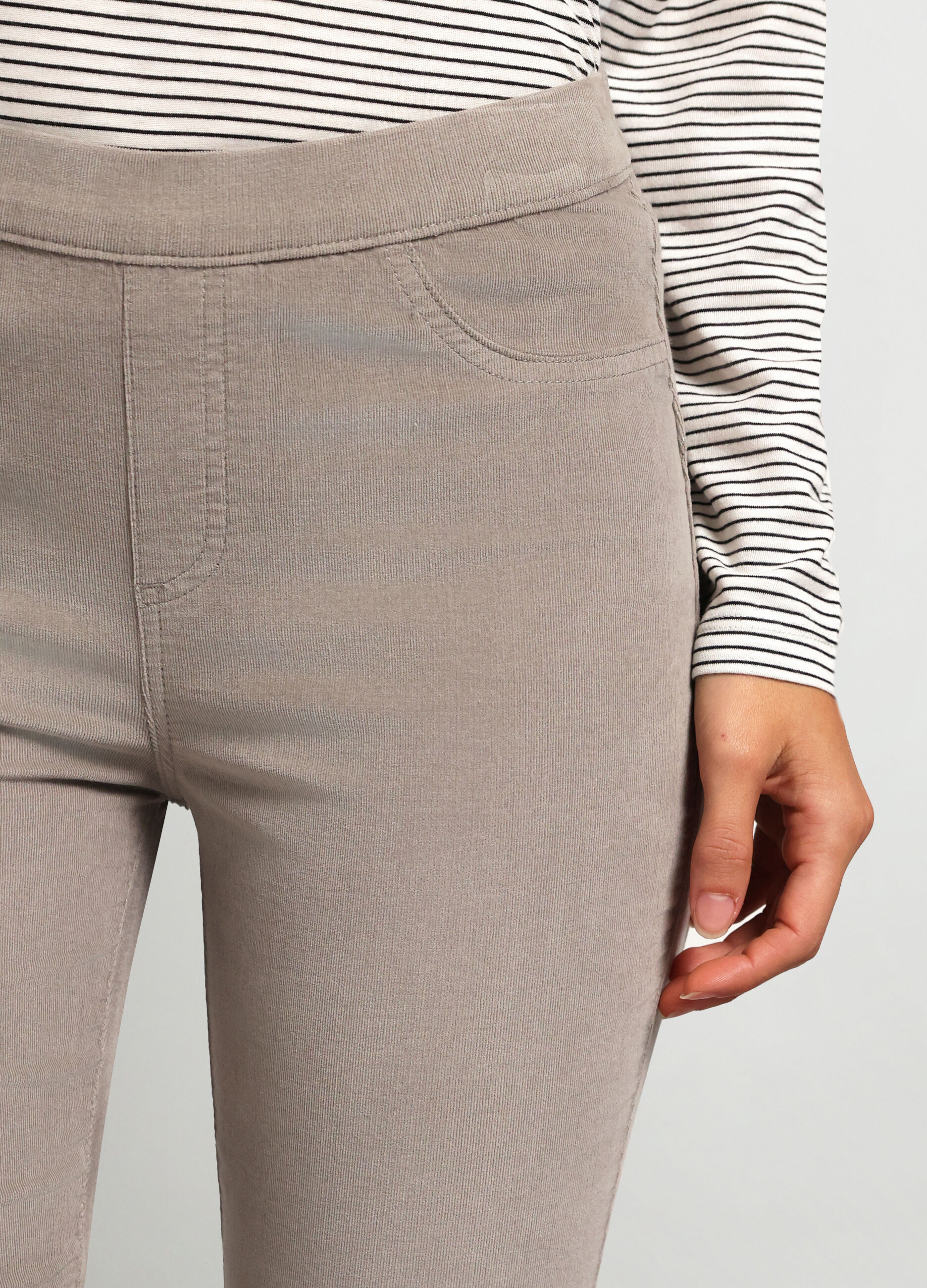 Pantaloni in velluto di cotone stretch donna_2