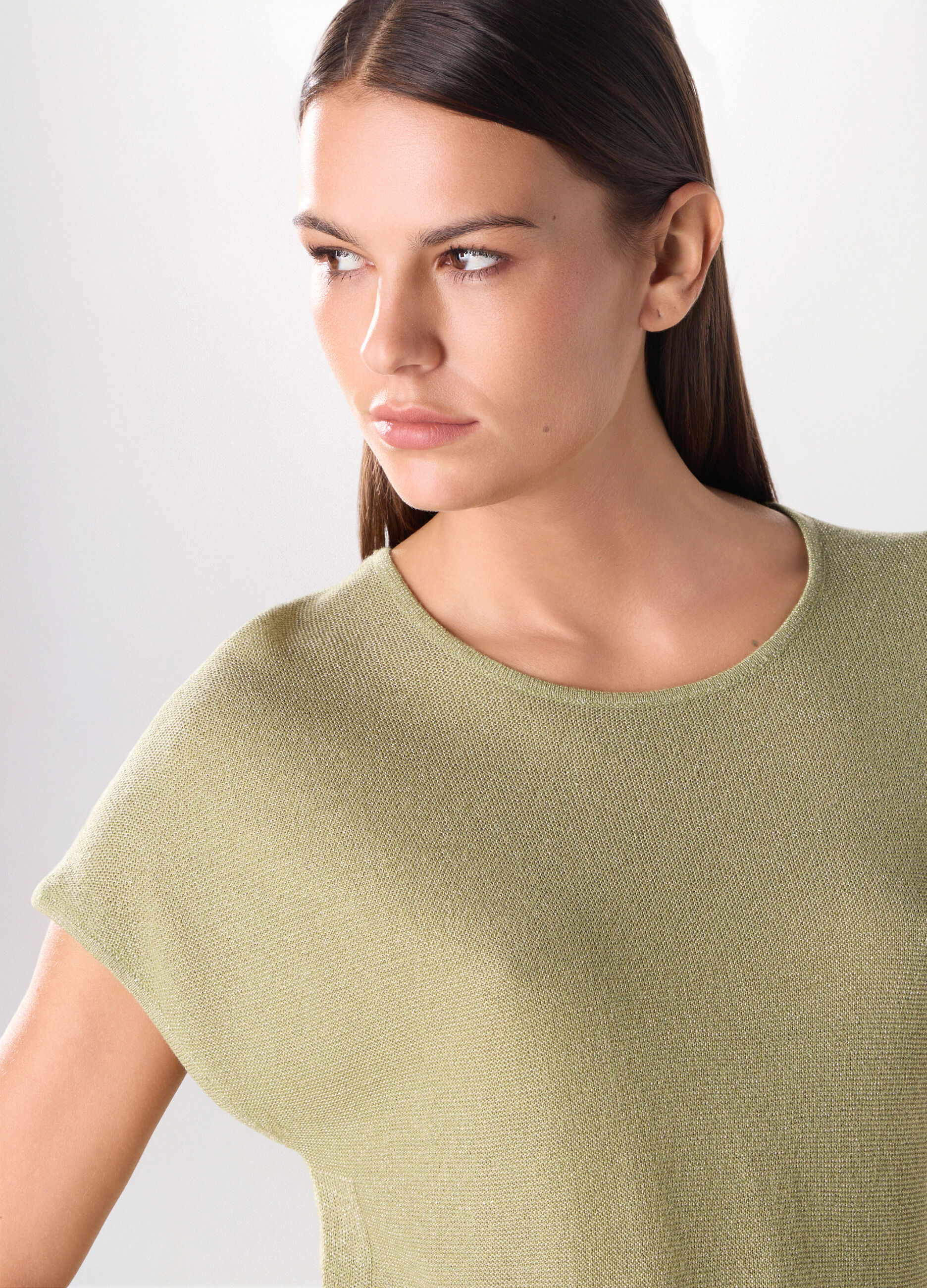 Tricot misto viscosa a maniche corte donna_2