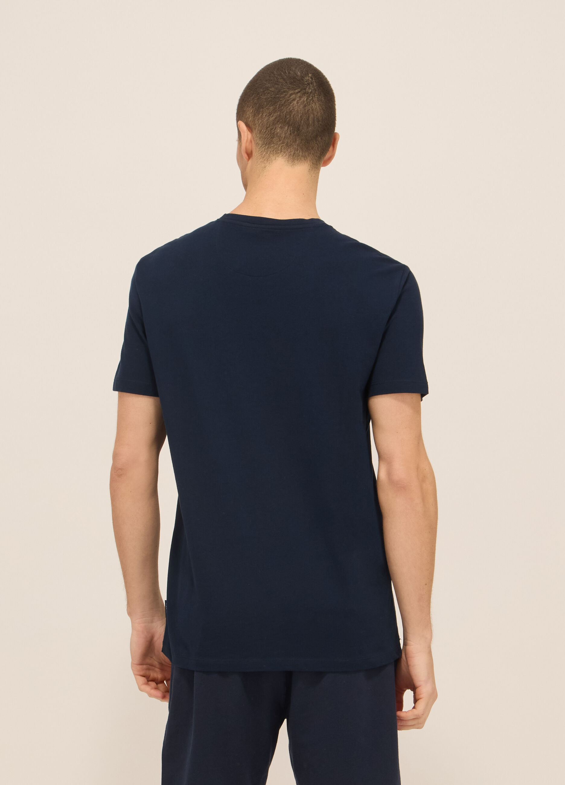 T-shirt girocollo in piquet di cotone uomo_1