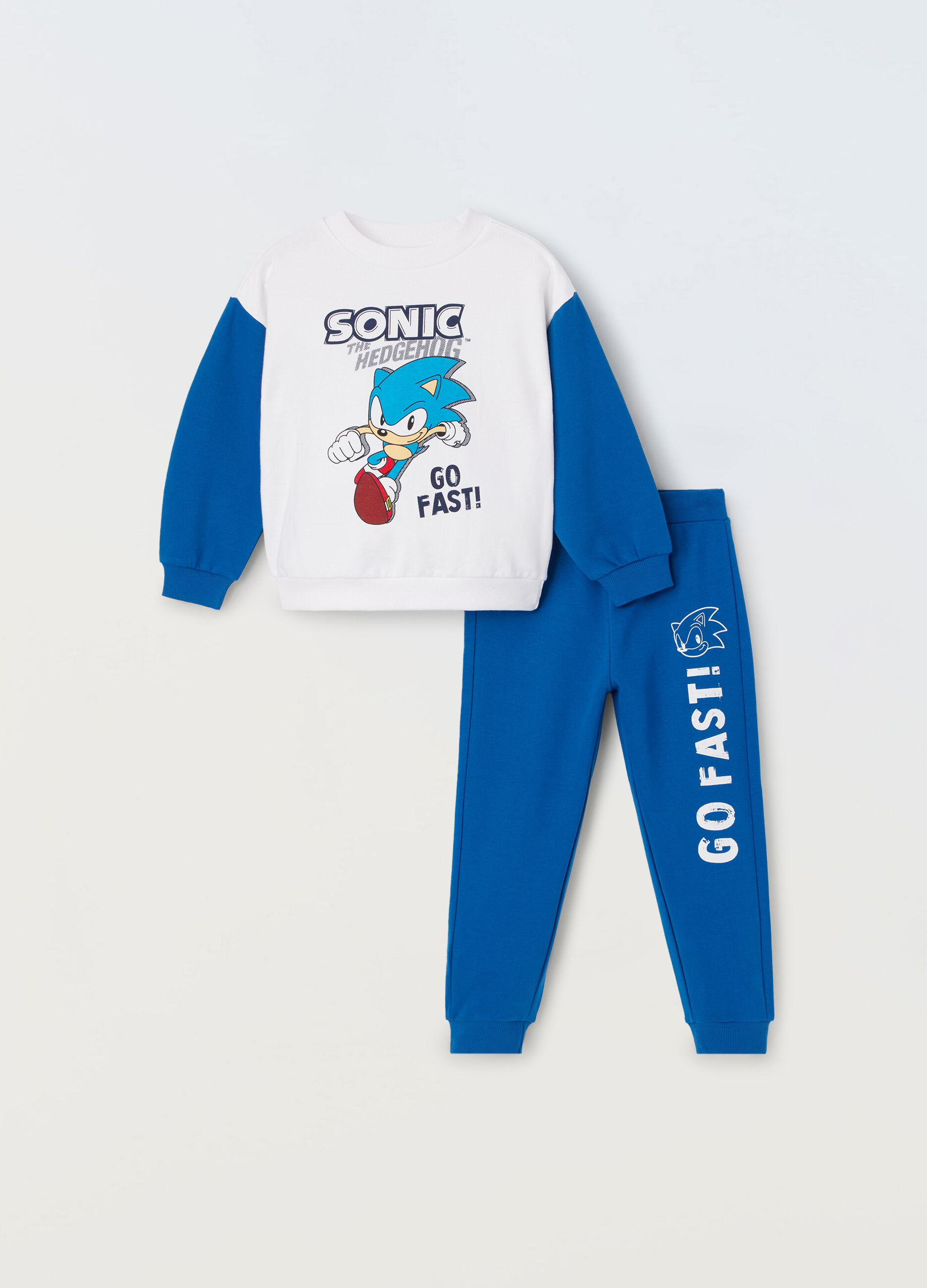 Jogging set Sonic in french terry di puro cotone bambino_0