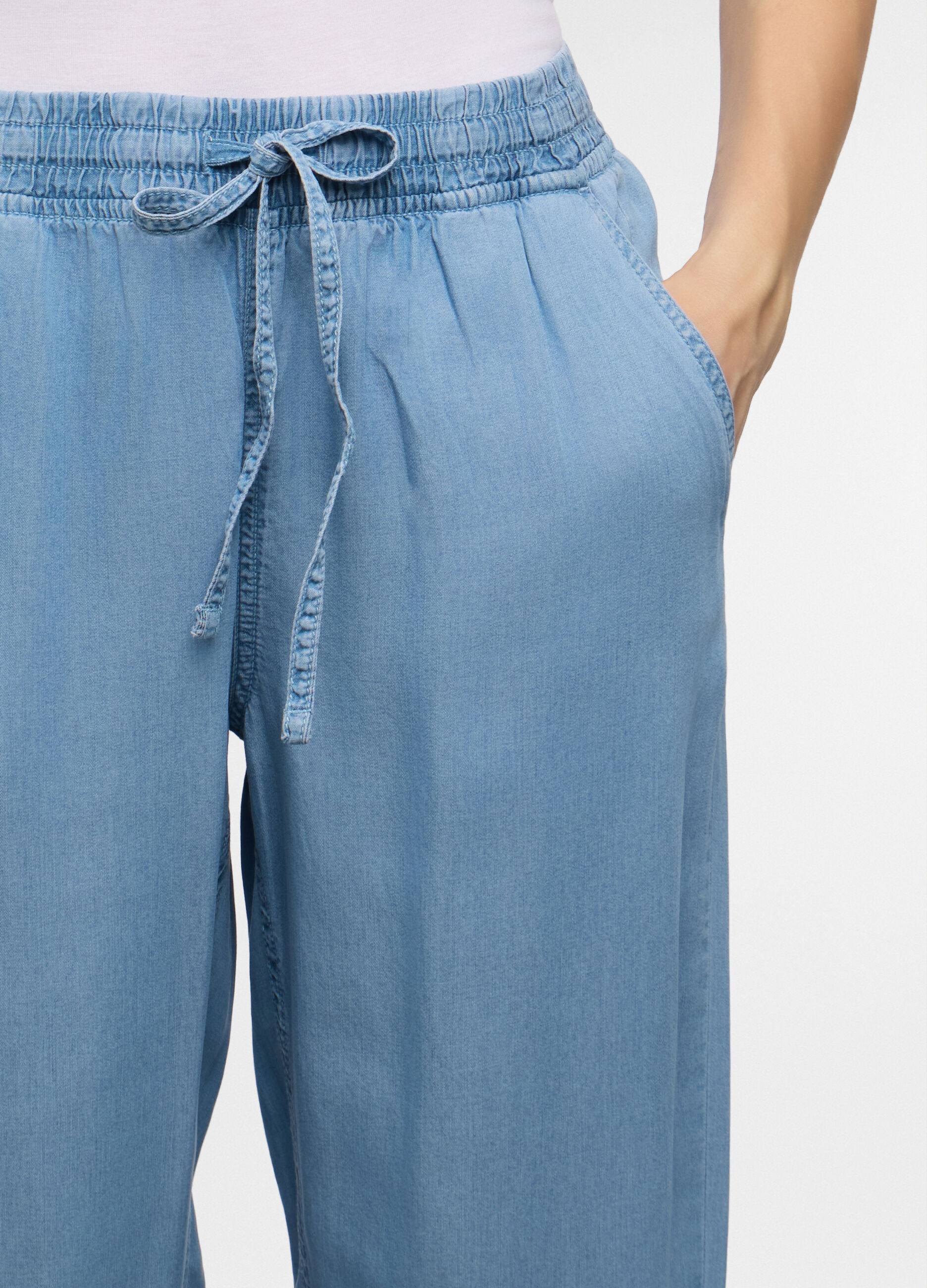 Jogger fit straight in Lyocell con vita e fondi elasticati donna_3