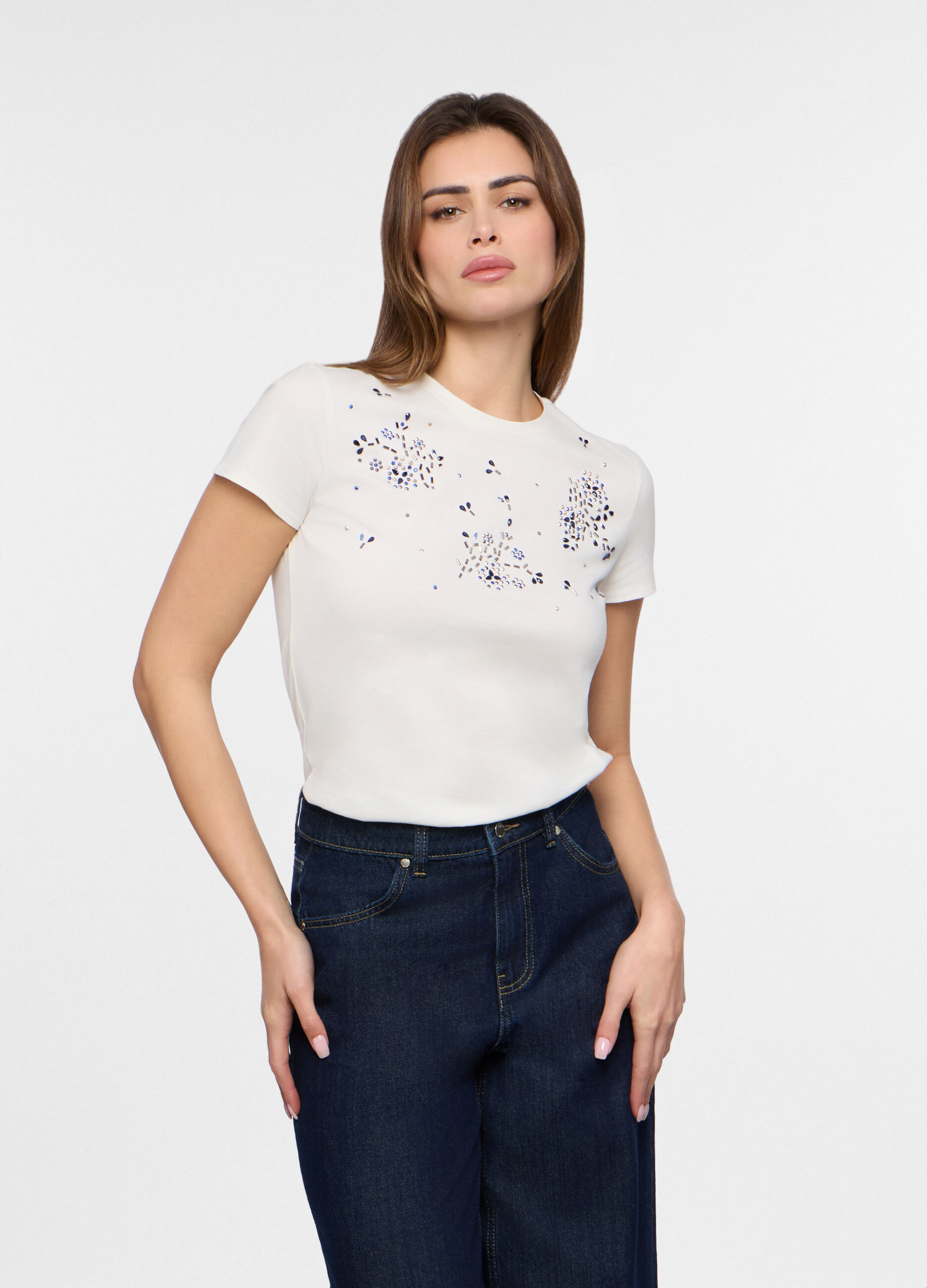 T-shirt in jersey di puro cotone donna_0