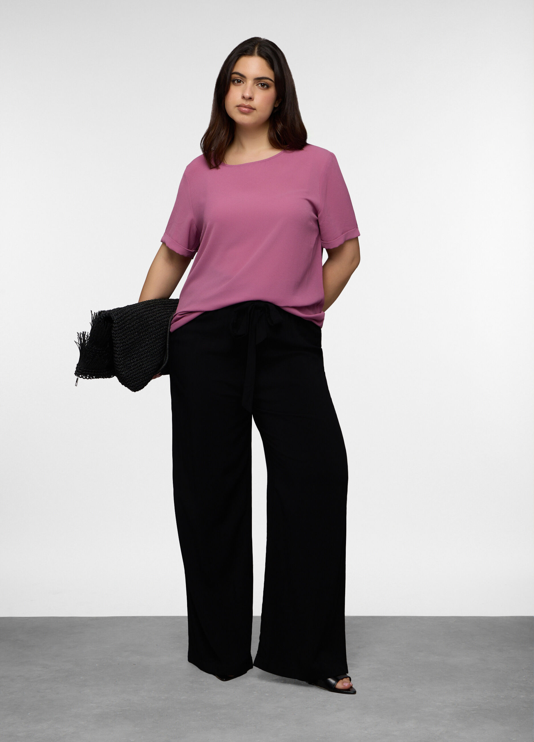 Pantaloni Fit Relaxed in pura viscosa donna curvy_0