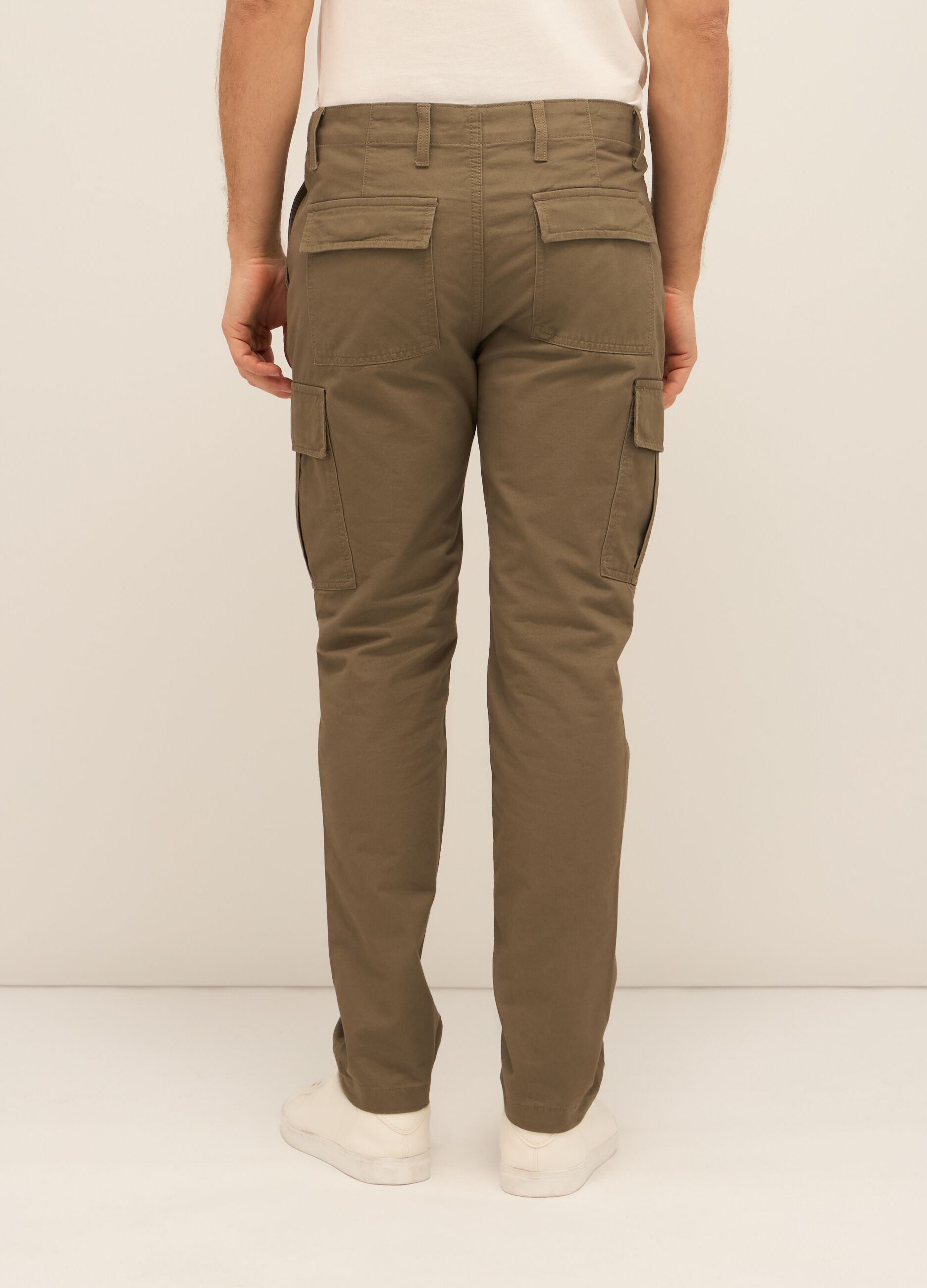 Pantaloni cargo regular fit in puro cotone uomo_1