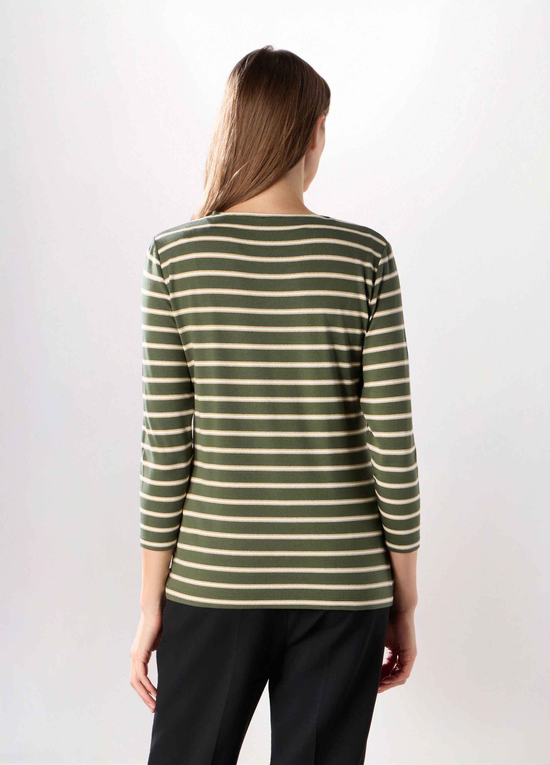 T-shirt misto viscosa a righe donna_1
