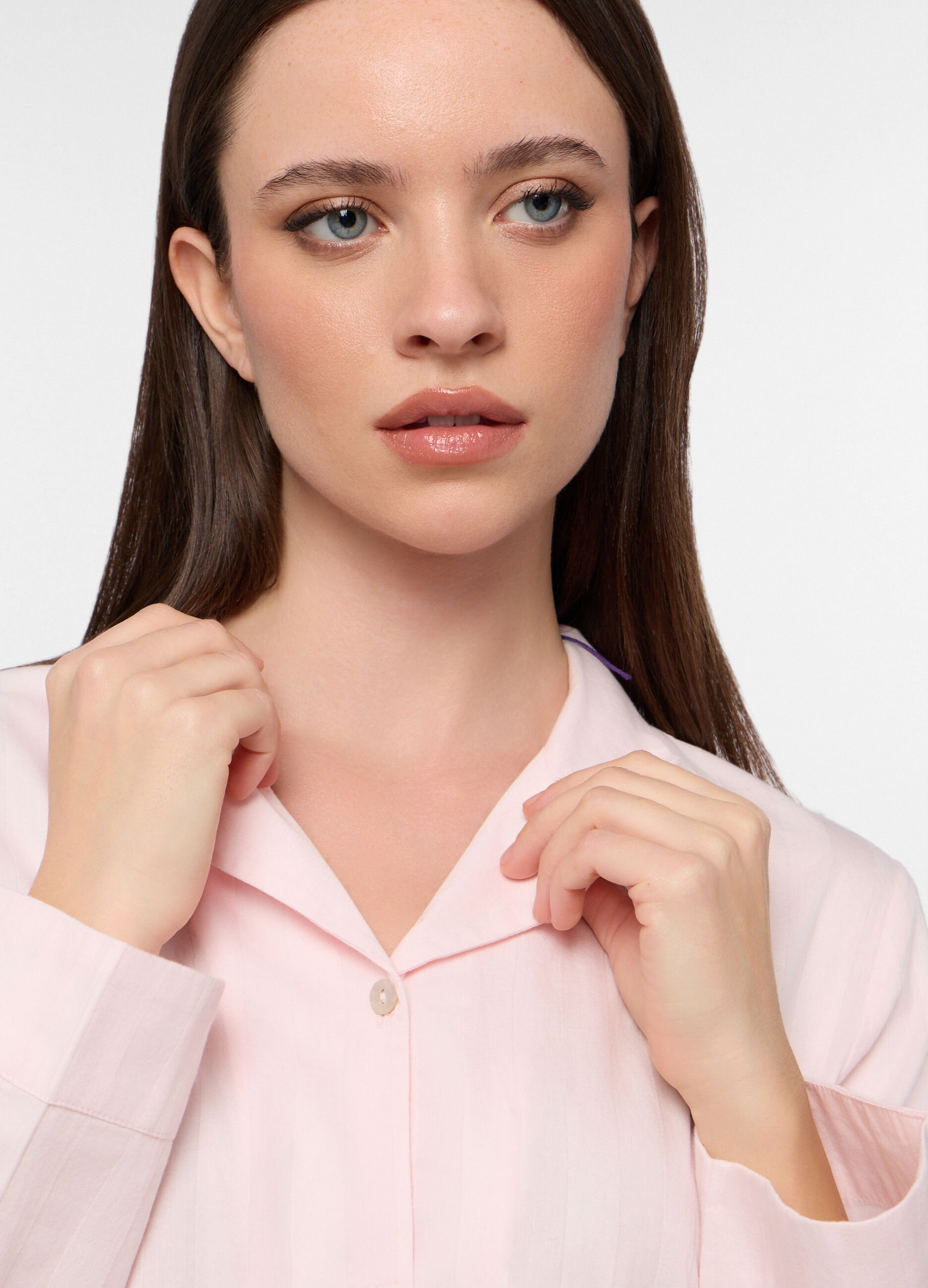 Set pigiama lungo in jersey di puro cotone donna_2