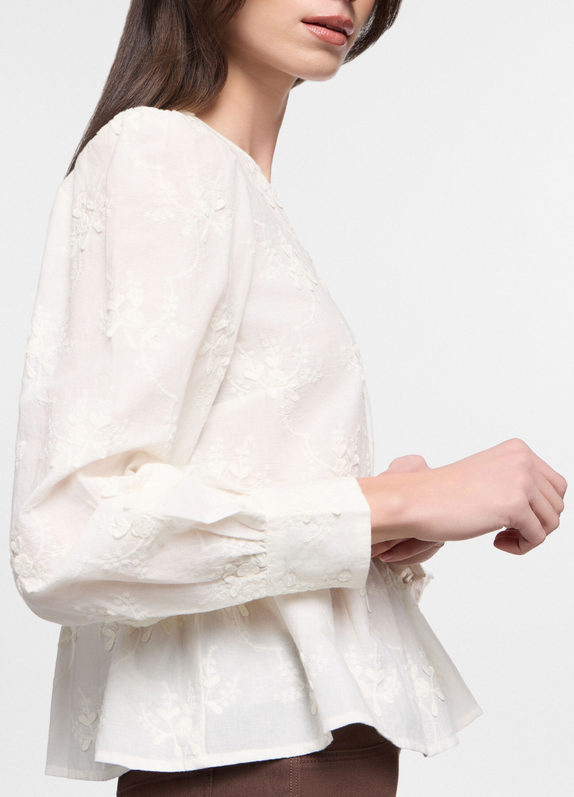 Camicia regular fit con scollo rotondo in puro cotone donna_2