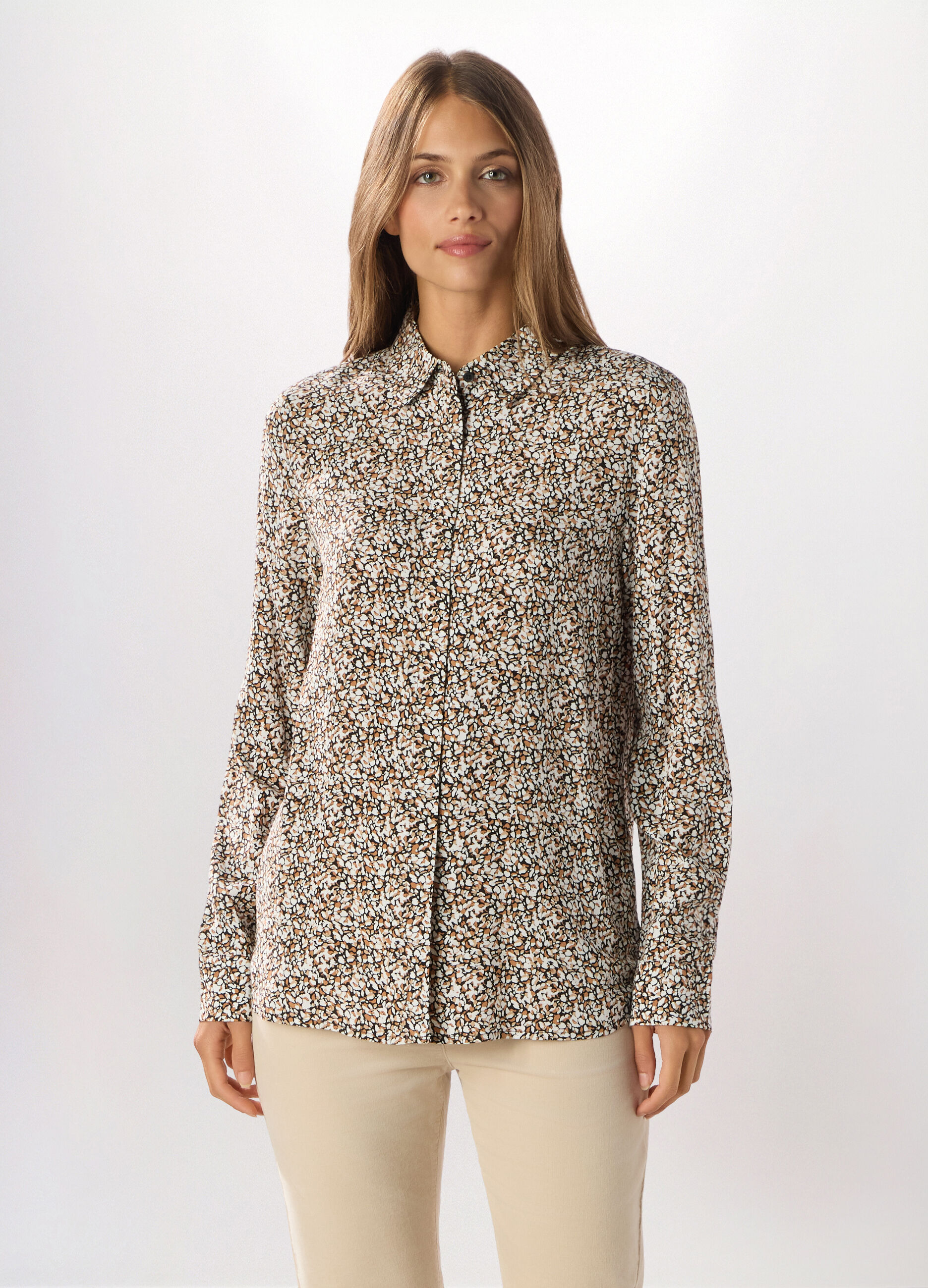 Camicia in pura viscosa a maniche lunghe donna_0