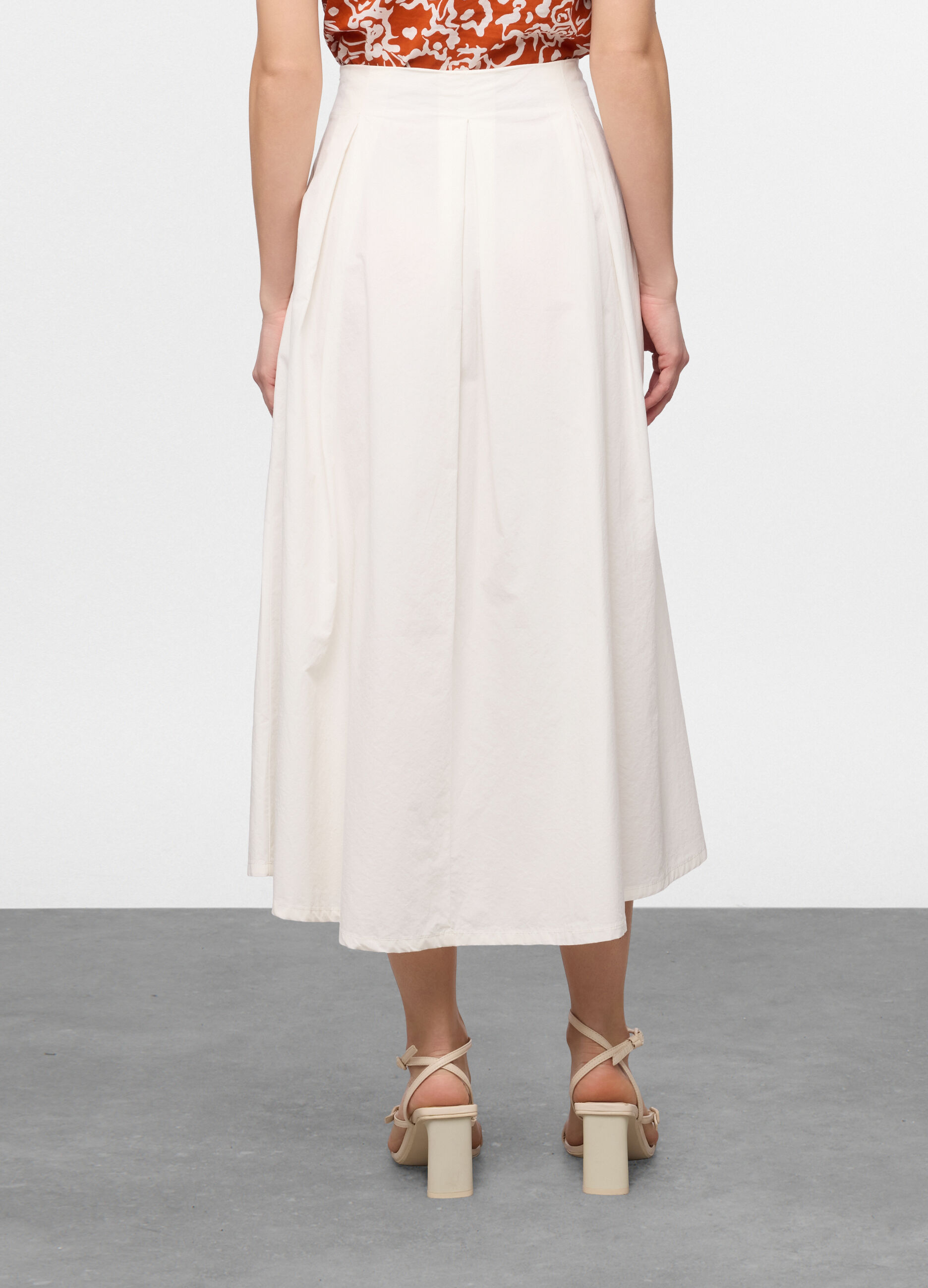 Gonna lunga in popeline di puro cotone donna_1