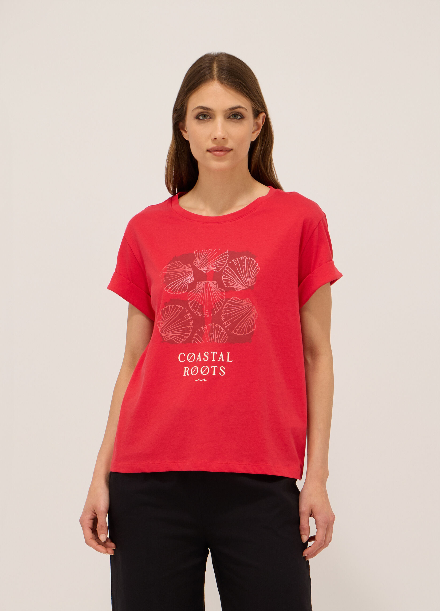 T-shirt in jersey di puro cotone donna_0