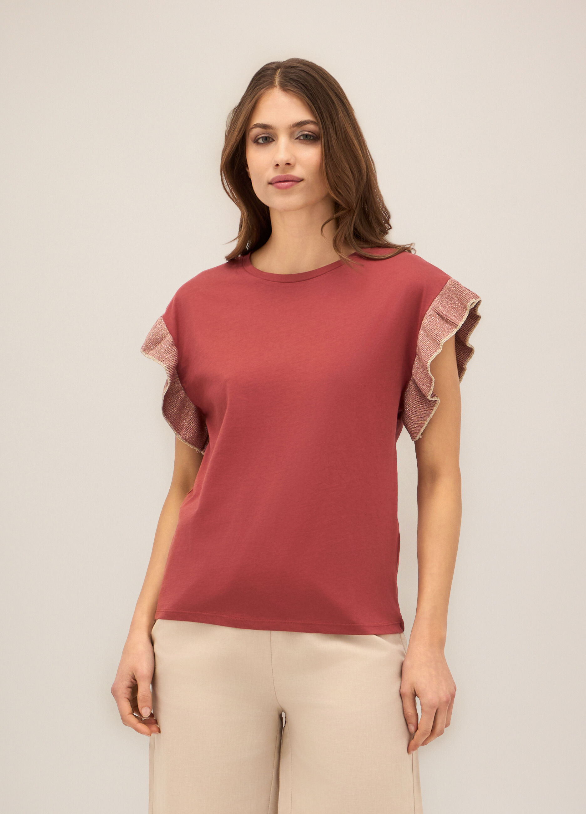 T-shirt in cotone con inserto donna 