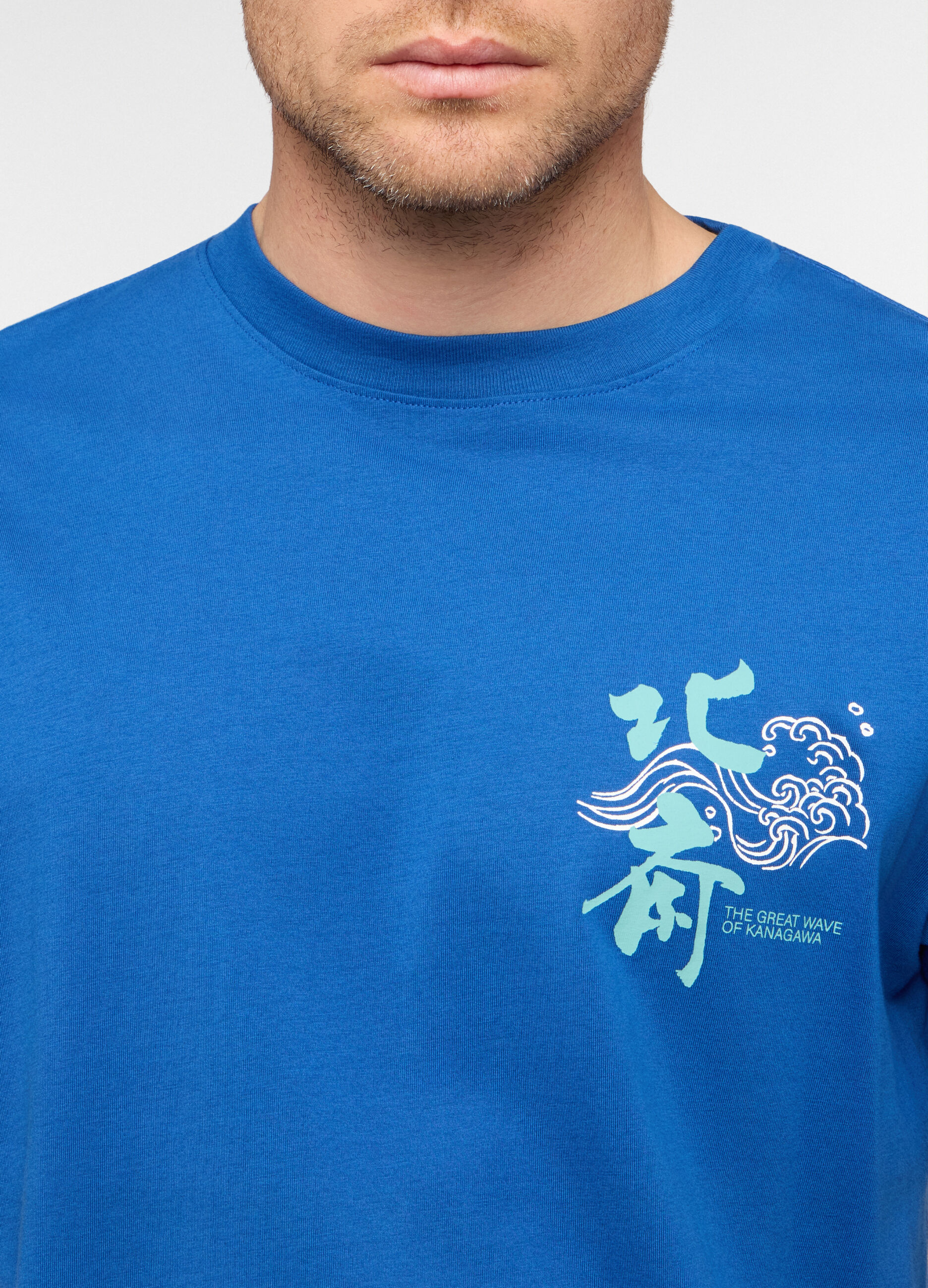 T-shirt girocollo in cotone con stampa Hokusai uomo_2