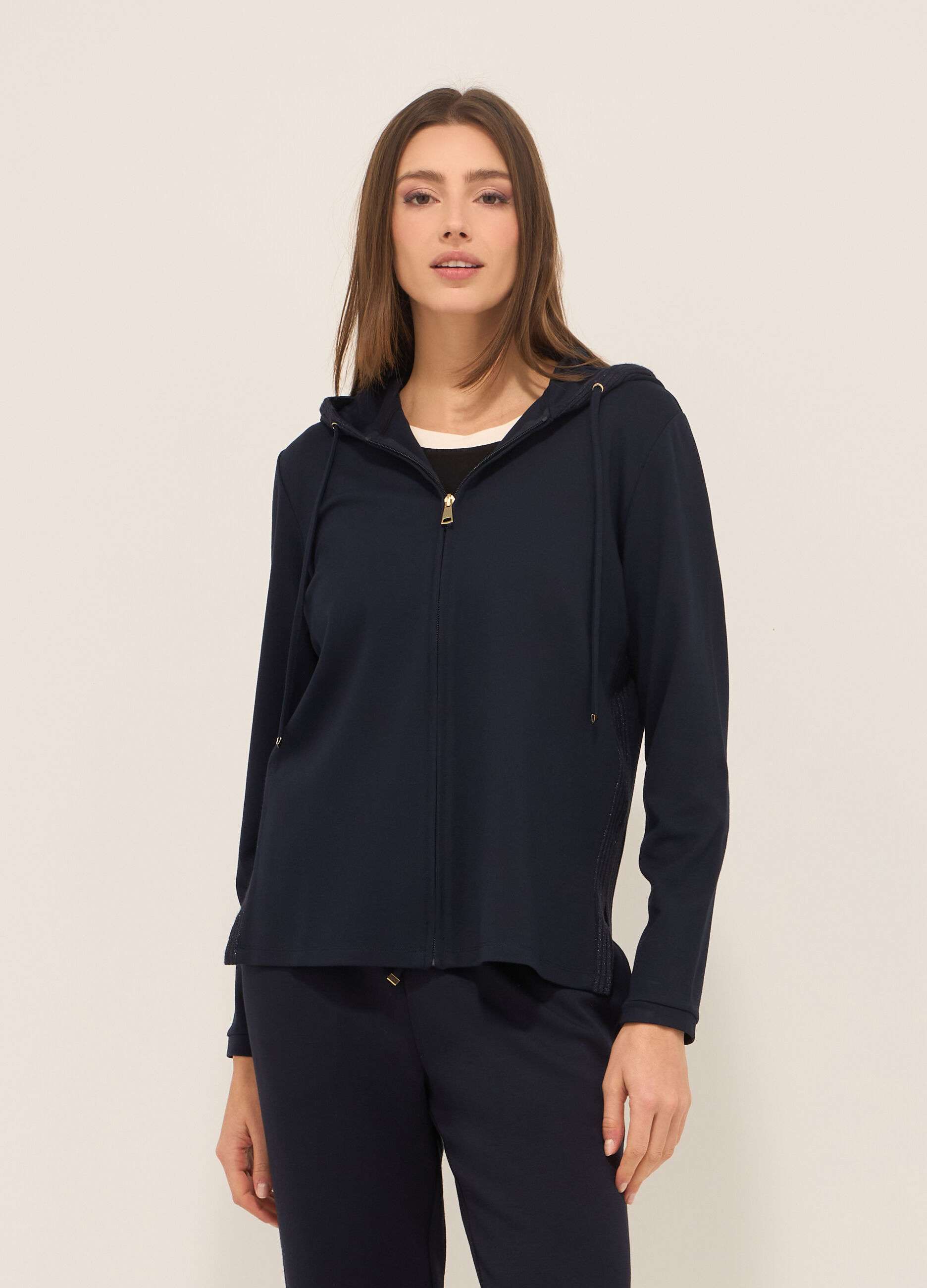 Felpa in punto Milano stretch donna_0