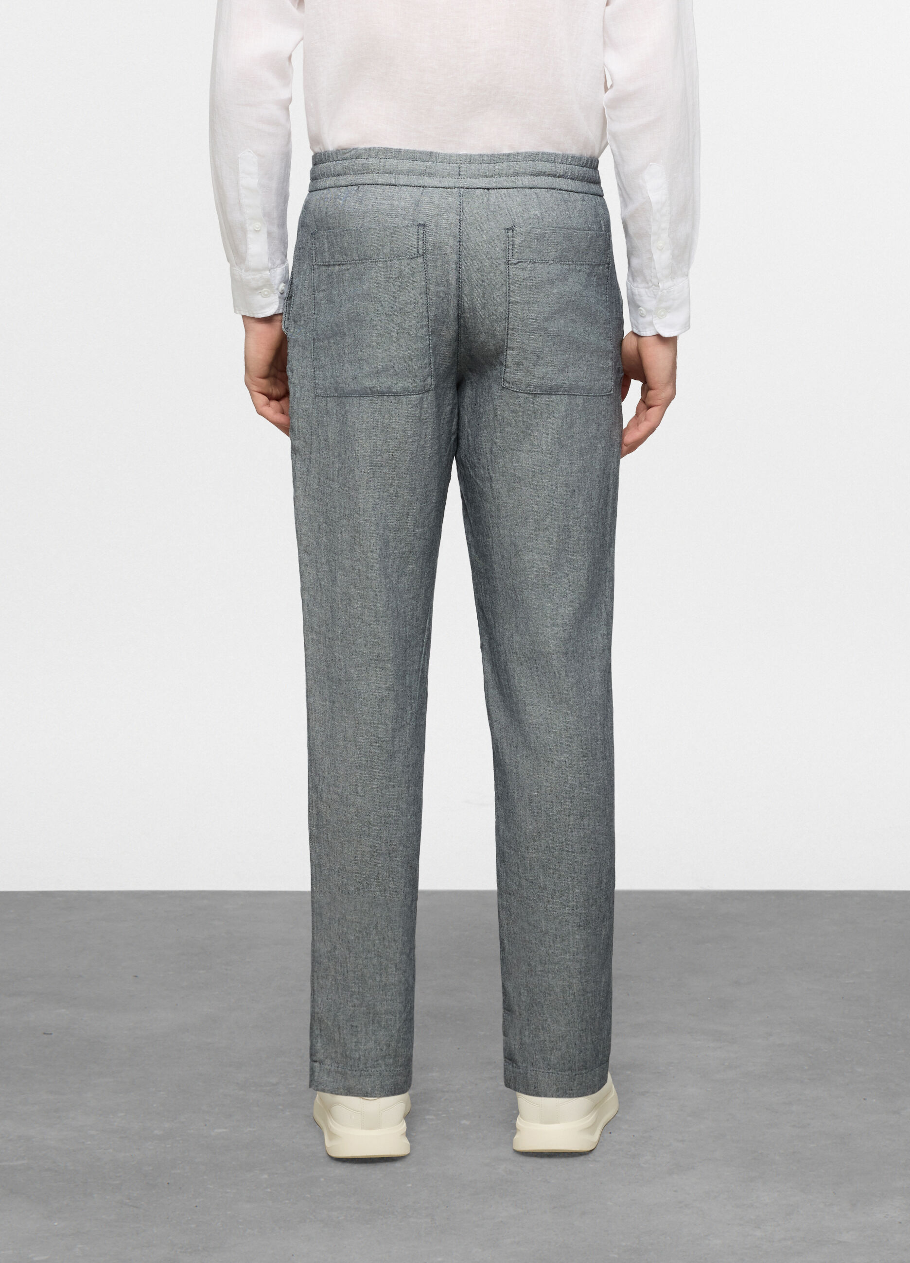 Pantalone chino relaxed fit in cotone e lino uomo_1