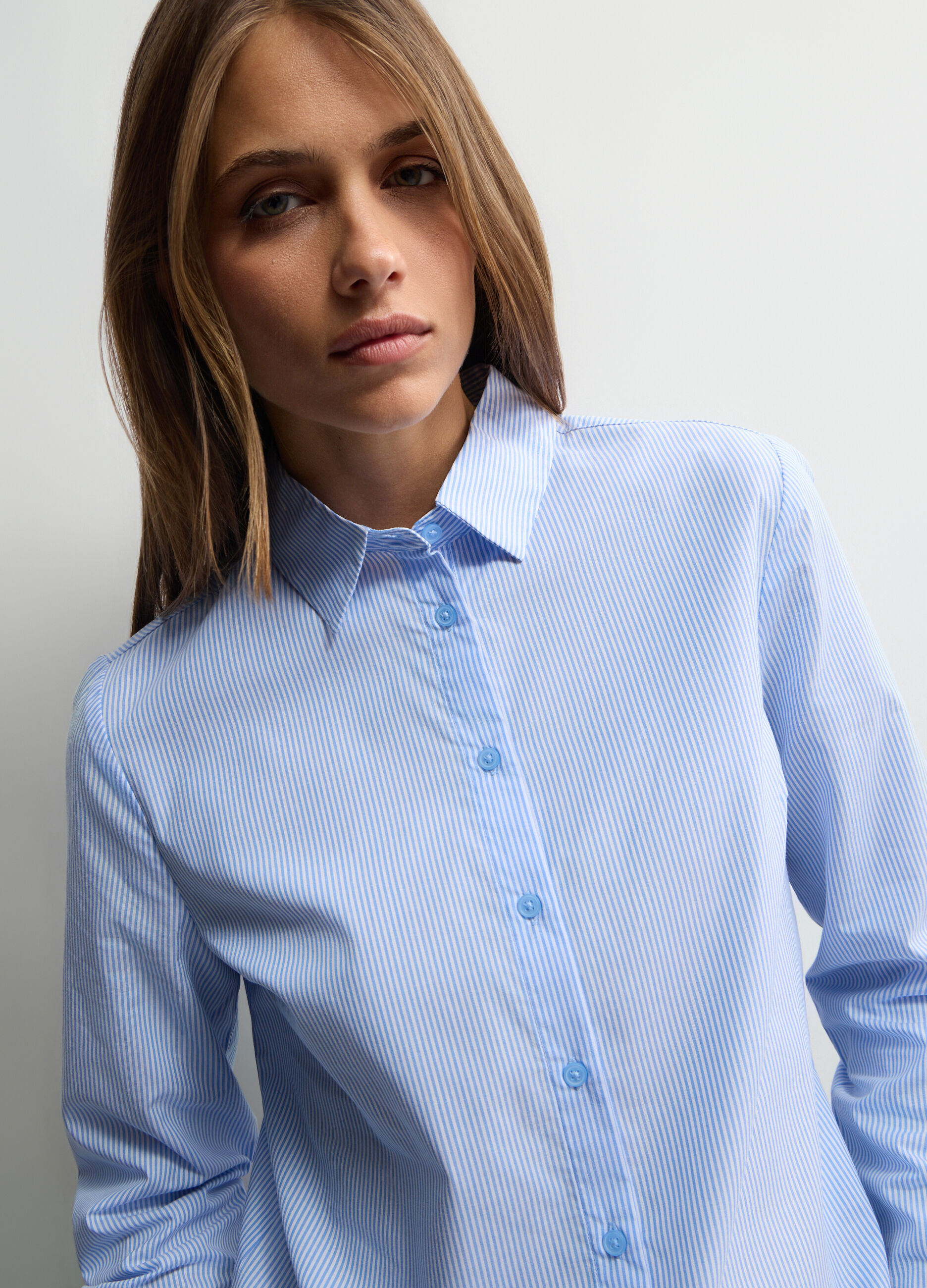 Camicia misto cotone a righe donna_2