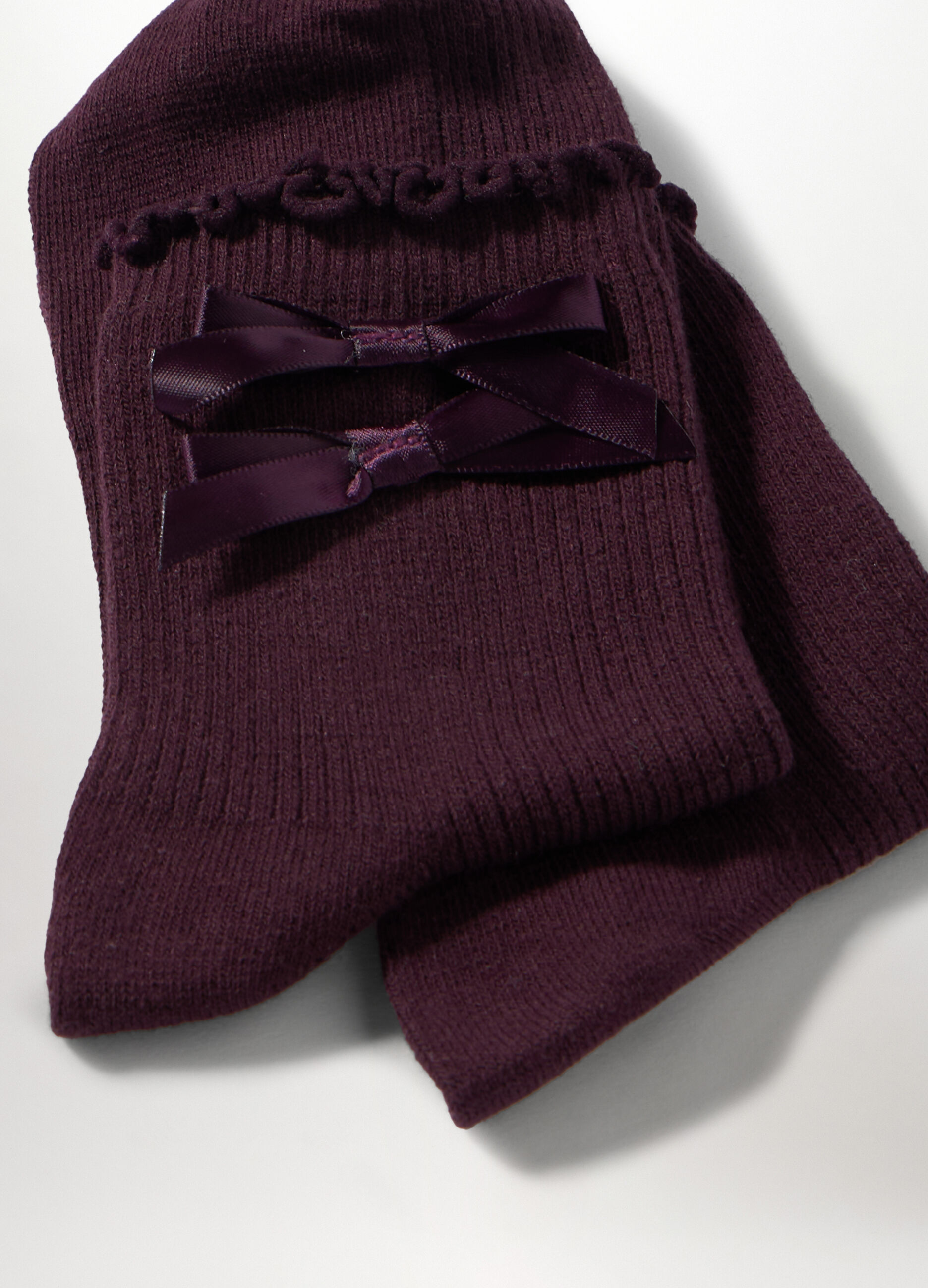 Calze corte misto cotone con fiocchi donna_1